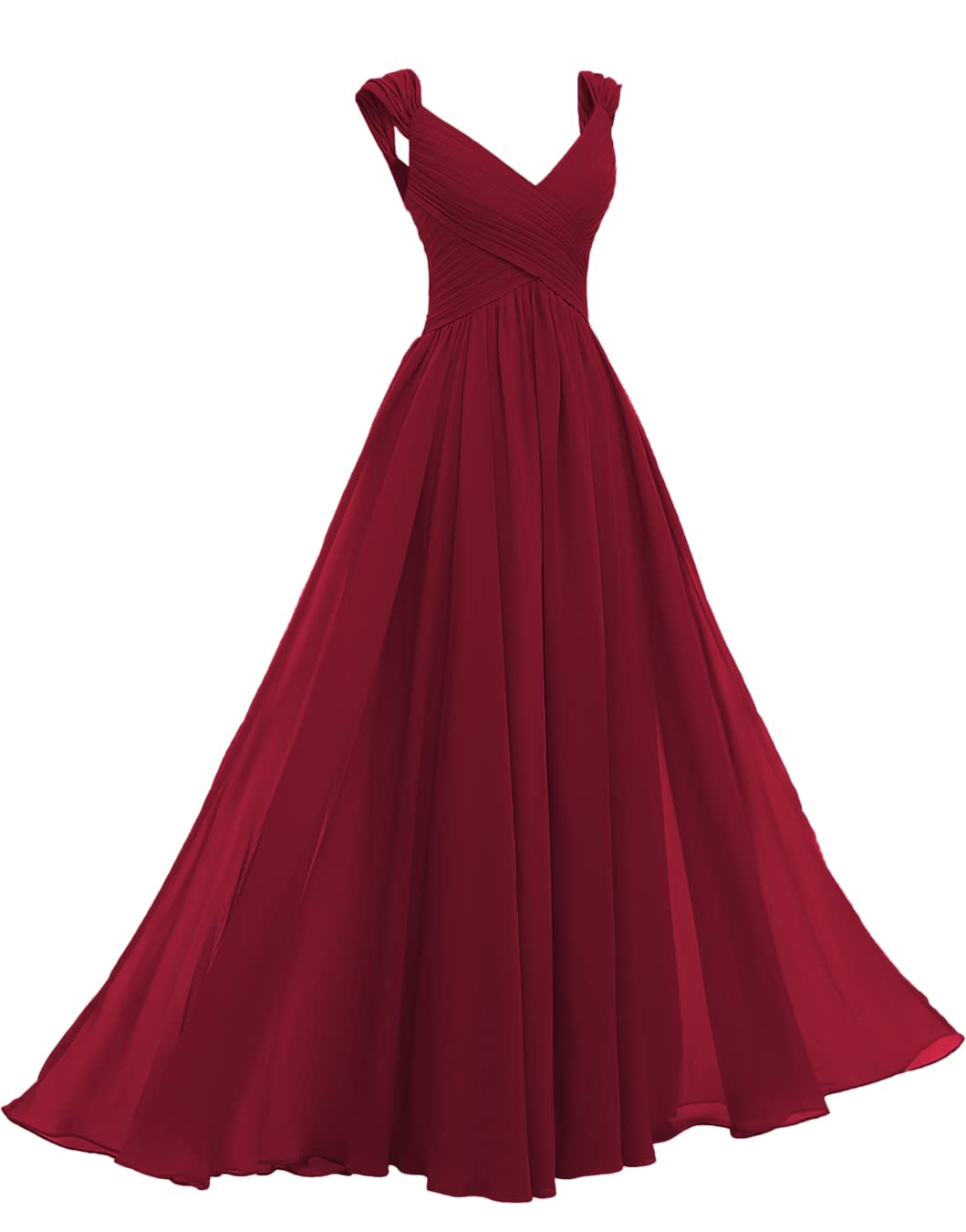 Elegant Chiffon V-Neck Cold Shoulder Bridesmaid Dress with Pleated Details - Formal Evening Gown for Women & Teens (CX125) | Perfect for Weddings, Proms, and Special Occasions