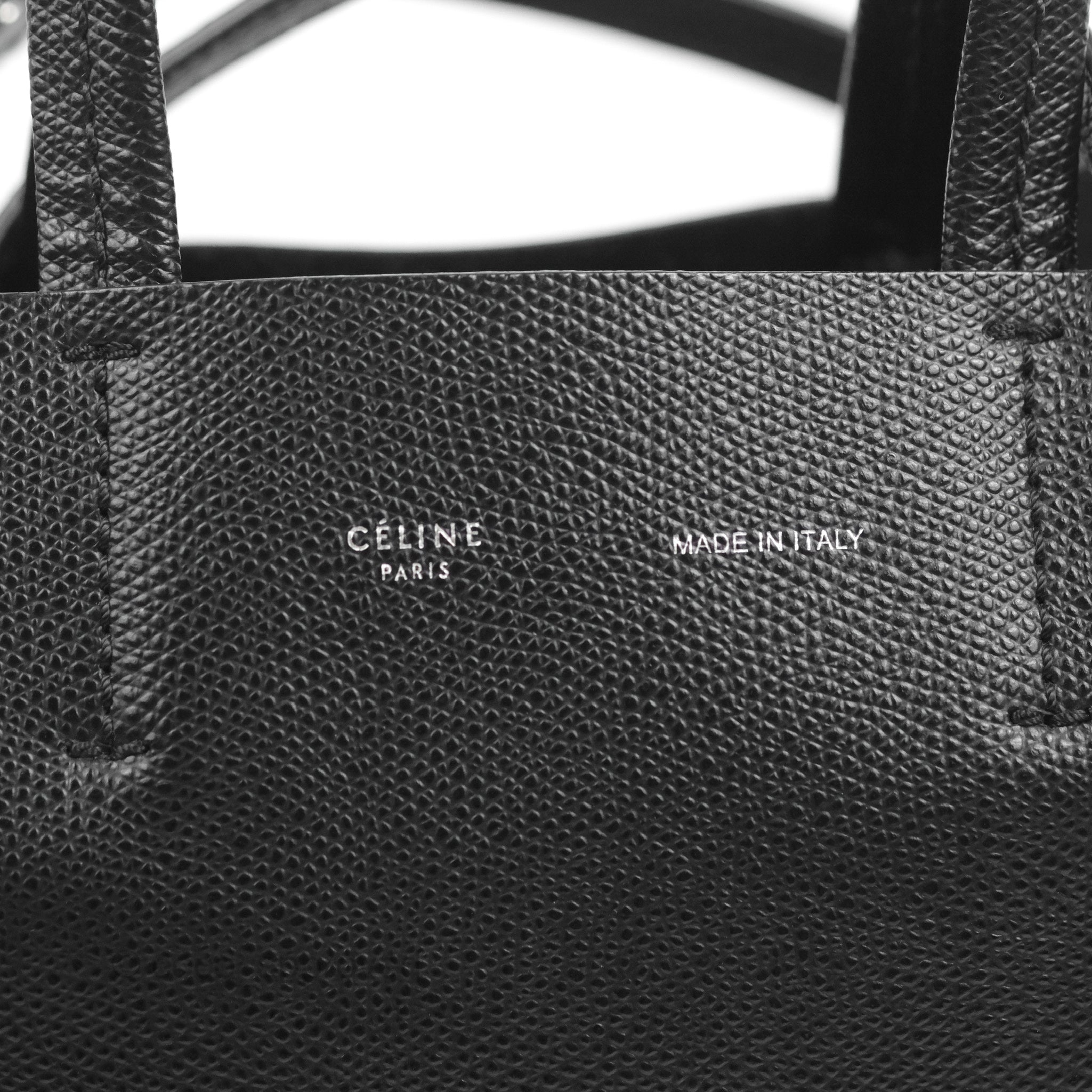 Celine Small Vertical Cabas Tote Bag in Black Grained Calfskin with Silver Hardware - Perfect for Work, Travel & Everyday Luxury