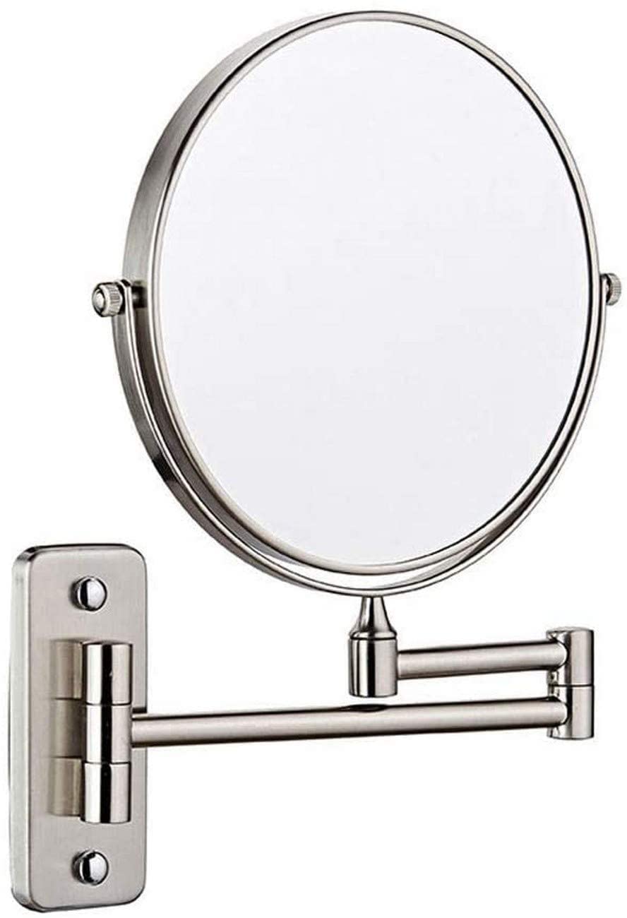 8-Inch Two-Sided Swivel Wall Mounted Makeup Mirror with 3X Magnification - Extendable Folding Vanity Mirror for Bathroom, Shaving & Cosmetic Application (Nickel Finish) - Perfect for Home, Salon & Travel Use