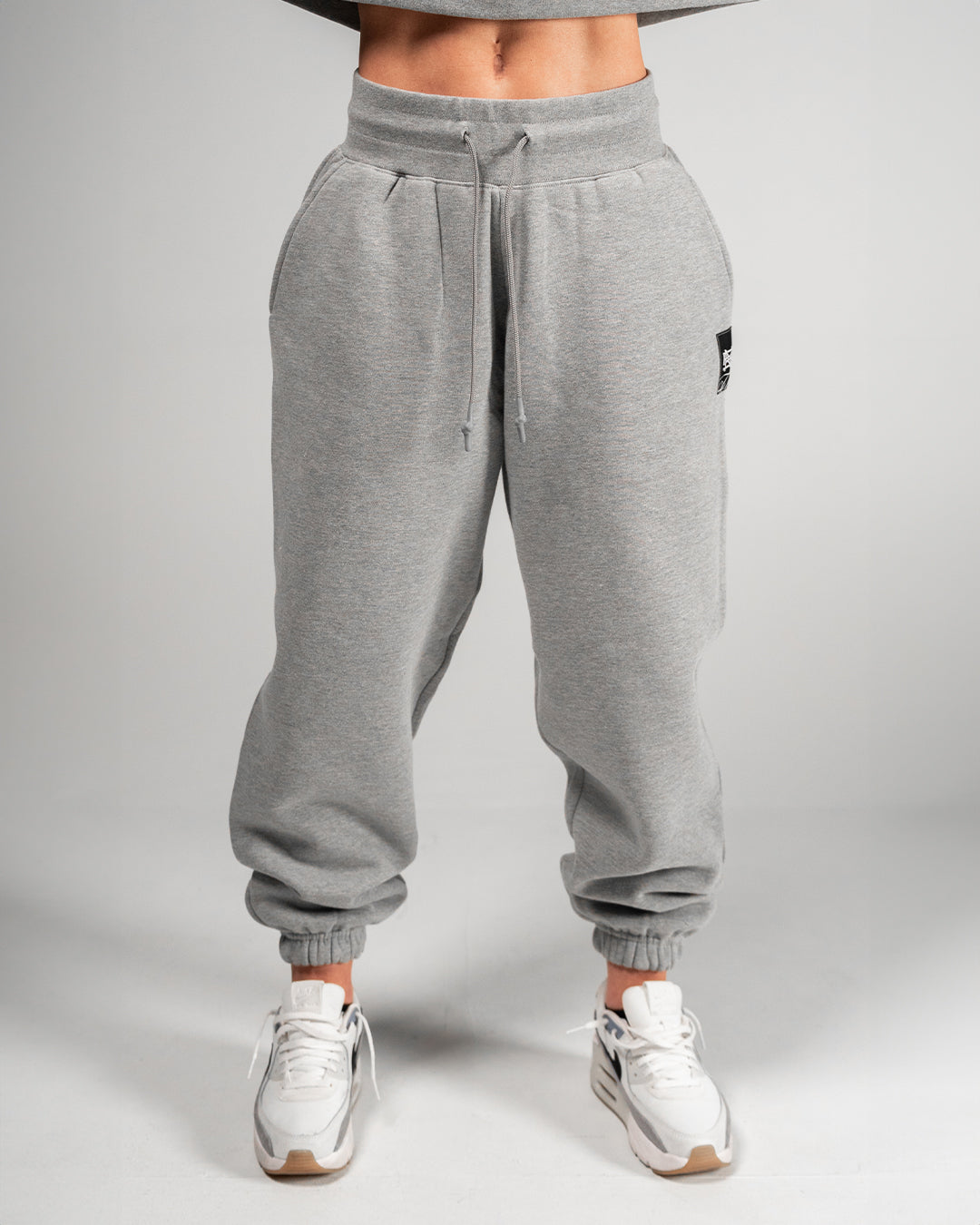 Women's Oversized Sweatpants - Soft & Comfortable Fleece Joggers in Heather Grey for Lounge, Yoga & Casual Wear