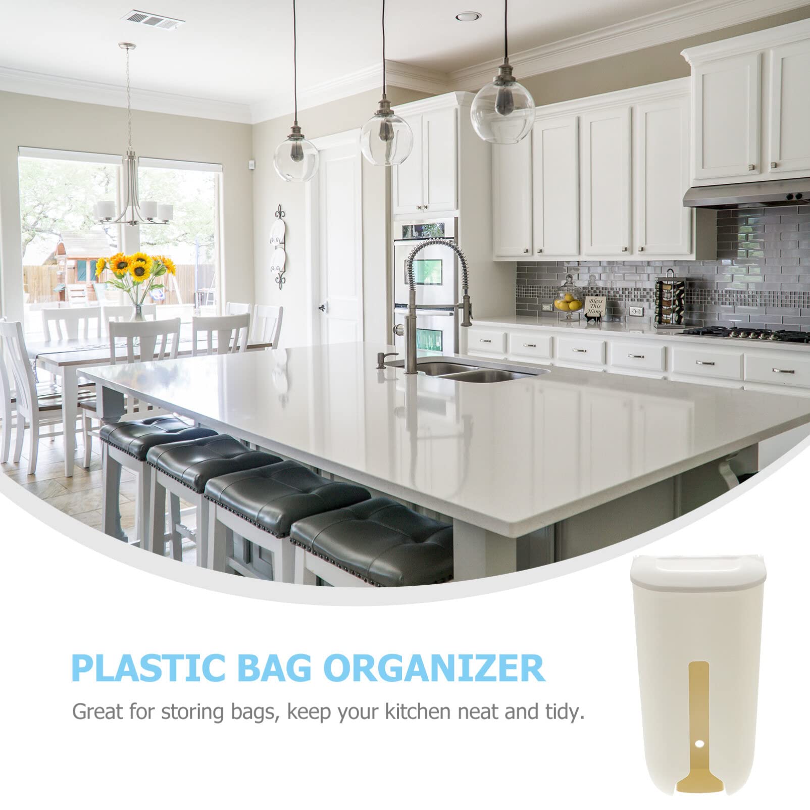UPKOCH Wall Mount Plastic Bag Holder - Grocery Bag Dispenser & Organizer for Kitchen, Bathroom, Laundry - White Folding Bag Saver, Hanging Trash Bag Storage & Recycling Container (Perfect for Organizing Shopping Bags, Trash Bags & Recycling)
