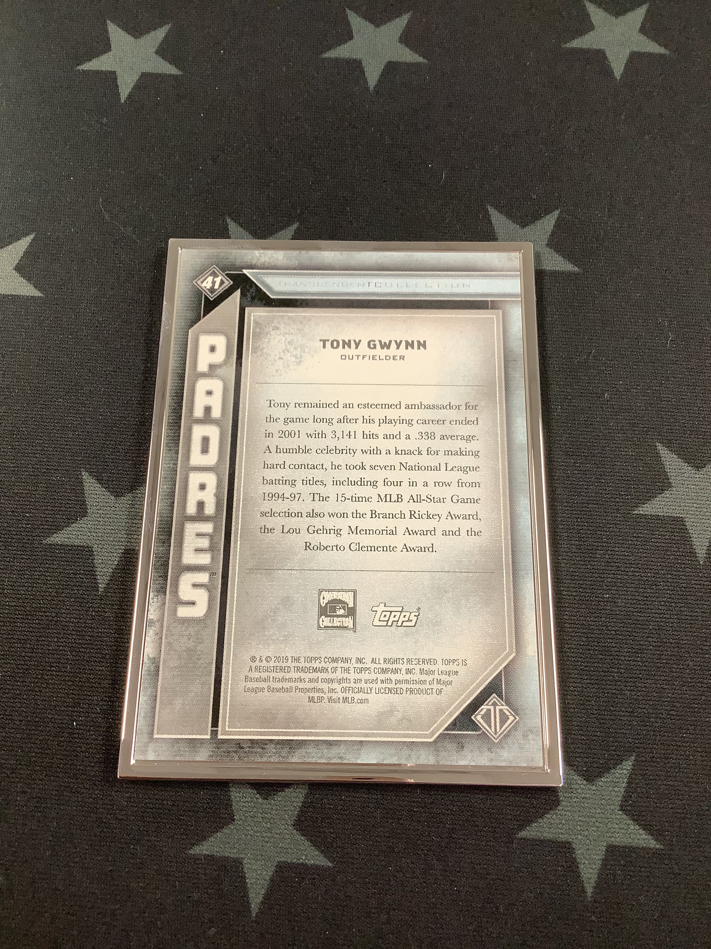 2019 Tony Gwynn Transcendent Collection Baseball Card #41/100 - Rare Limited Edition for Collectors & Sports Memorabilia Enthusiasts