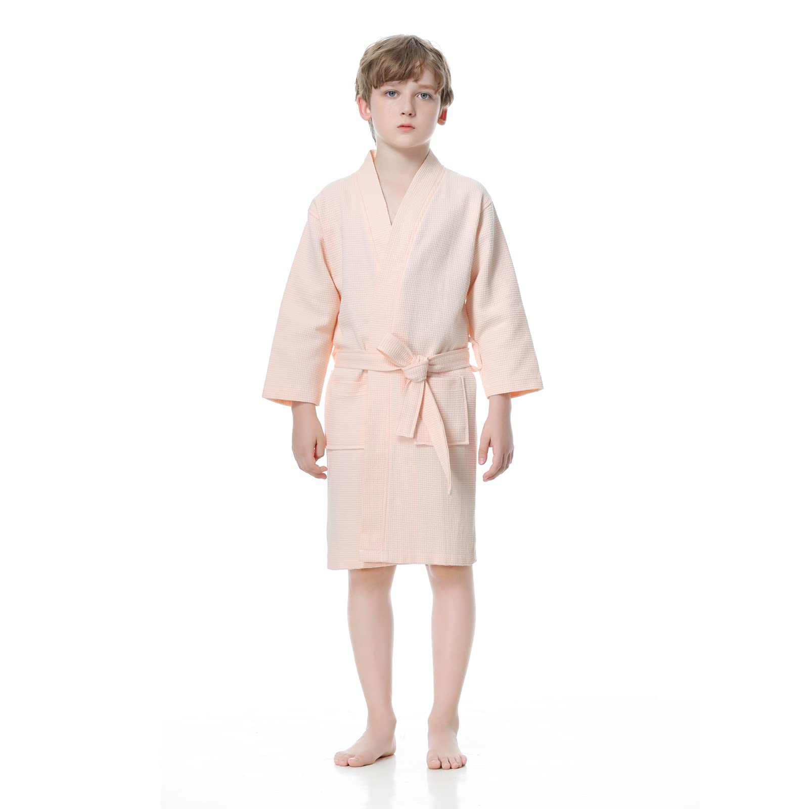 TopTie Kids Bathrobe for Boys & Girls - Soft Waffle Weave Lightweight Sleepwear Robe for Ages 3-10 Years - Cozy Loungewear for Bath Time, Bedtime & Playtime