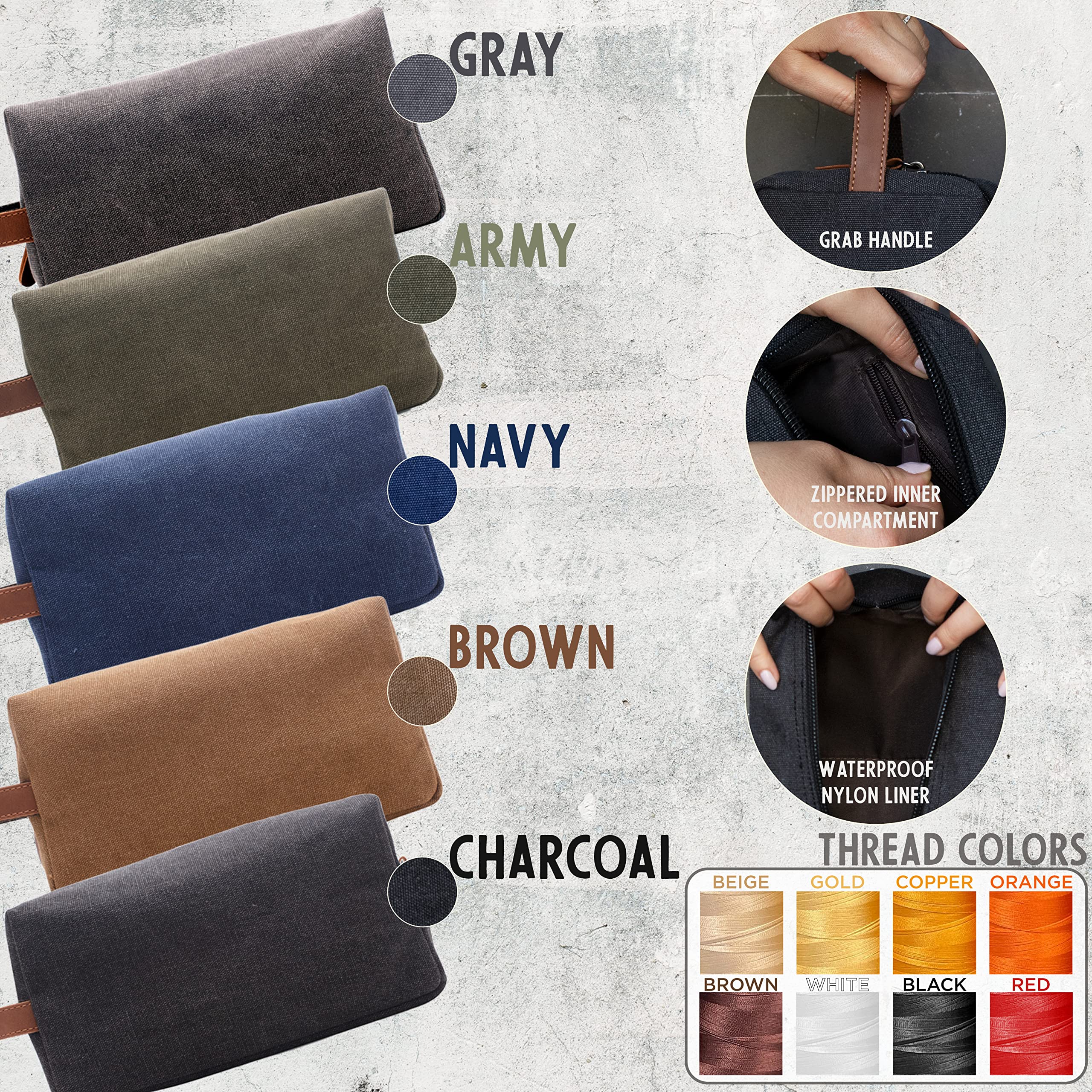 Personalized Embroidered Groomsmen Toiletry Bags Set of 6 - Custom Wedding Gifts for Groomsmen with 8 Thread Color Options - Ideal Groomsman Proposal Gift in Charcoal - Perfect for Bachelor Parties, Wedding Prep & Travel Essentials