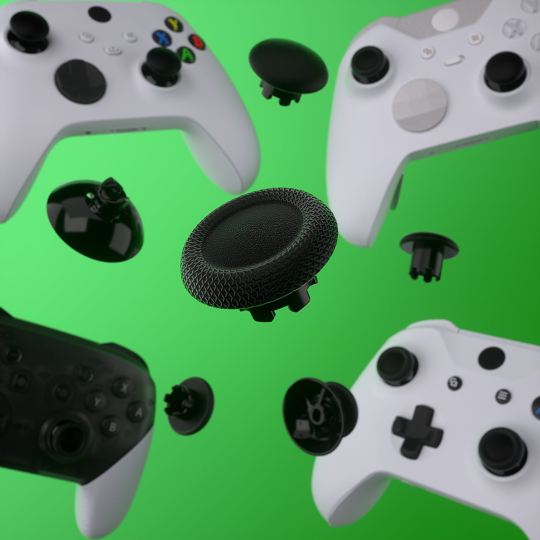 eXtremeRate EDGE Sticks Replacement Interchangeable Thumbsticks for Xbox Series X/S, Xbox Core, Xbox One X/S, Xbox Elite V1 & Nintendo Switch Pro Controller - Black | Enhanced Gaming Performance for FPS, Racing & Action Games
