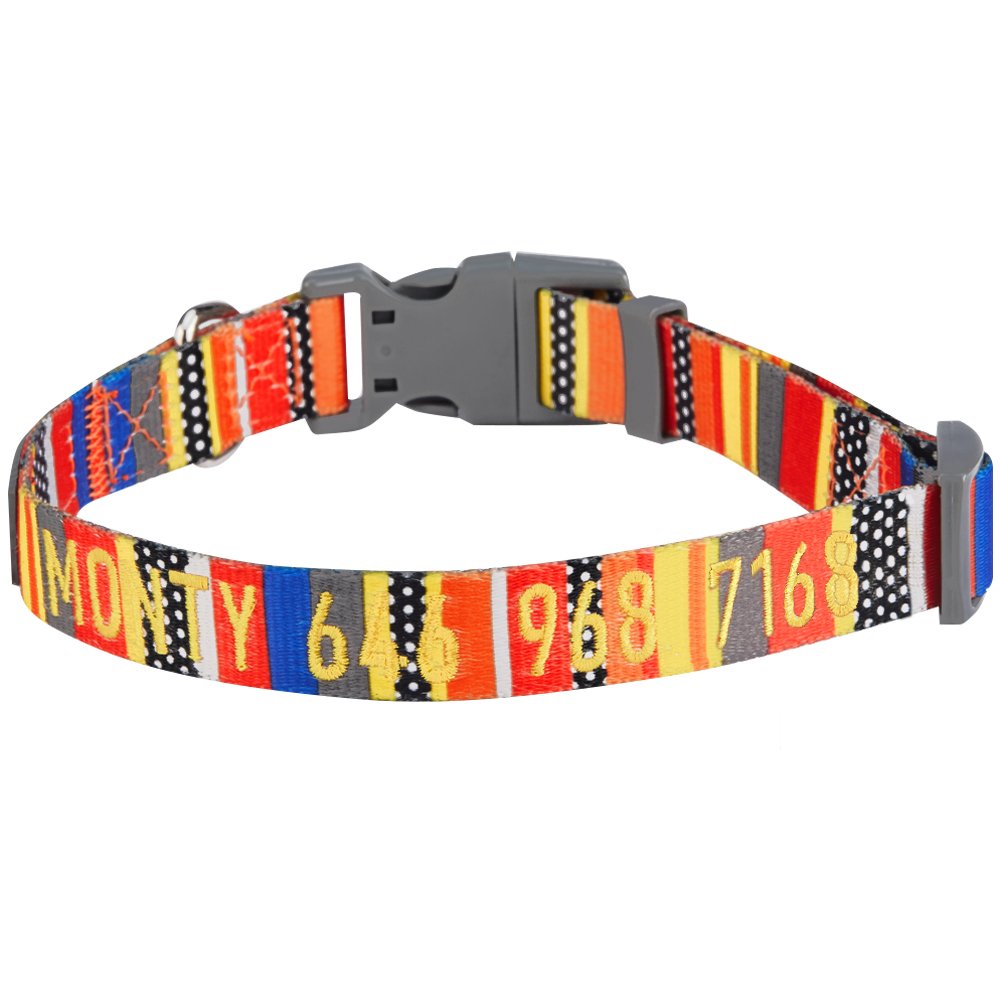 Personalized Dog Collar with Nautical Flags Design - Adjustable Medium Pet Collar Custom Embroidered with Dog Name & Phone Number | Durable Pet ID Collar for Daily Walks, Beach Trips & Outdoor Adventures