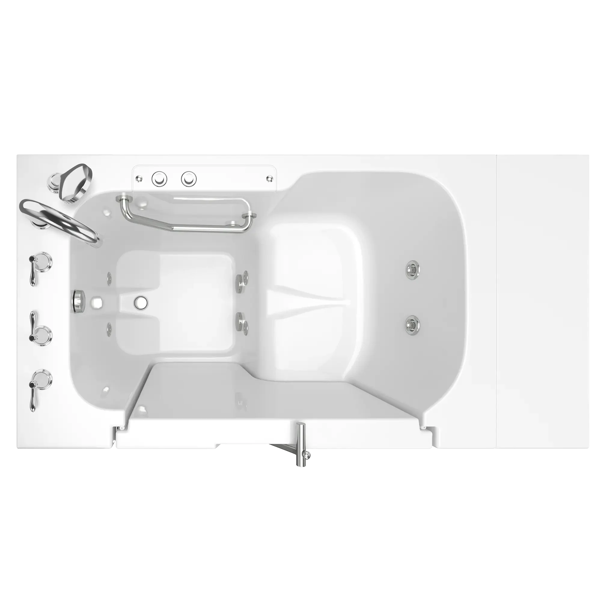 32 x 52 Inch Gelcoat Walk-in Bathtub with Whirlpool System - Left Hand Drain & Faucet - Ideal for Elderly & Mobility Impaired Users - Non-Slip Safety Bathing Solution for Home Accessibility