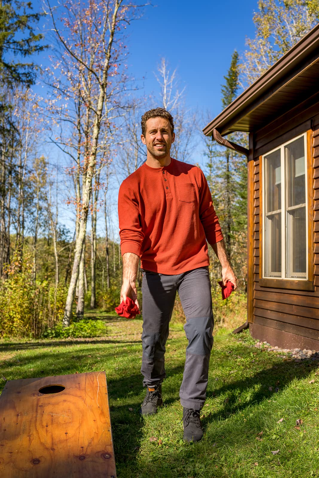 Men's Long-Sleeve Waffle Knit Thermal Henley Shirt with Pocket - Warm Winter Base Layer for Hiking, Camping & Outdoor Activities | American Outdoorsman