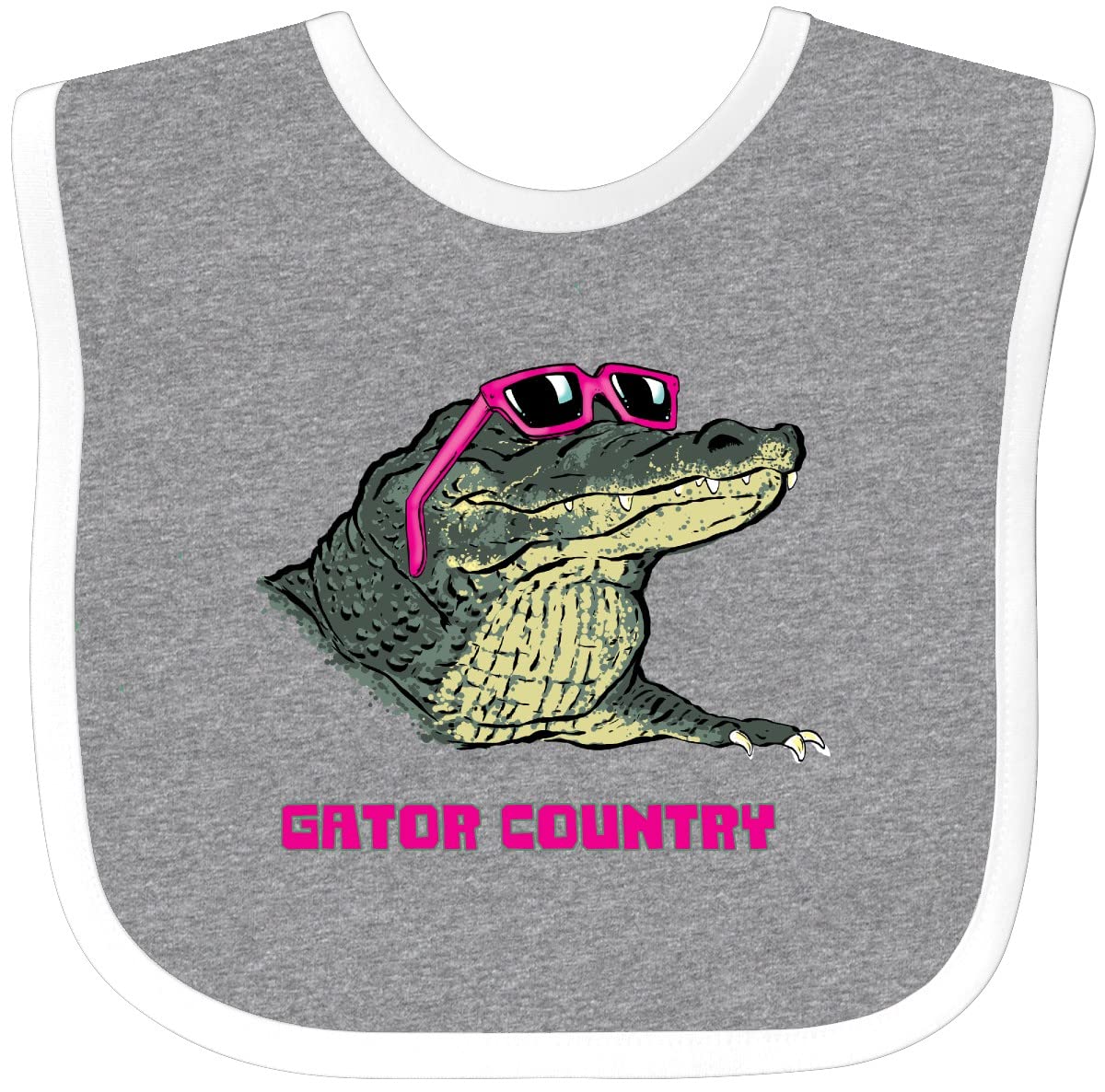 Inktastic Gator Country Sunny Gator in Pink Sunglasses Baby Bib - Soft Cotton Drool Bib for Infants & Toddlers - Perfect for Feeding, Teething, and Everyday Use