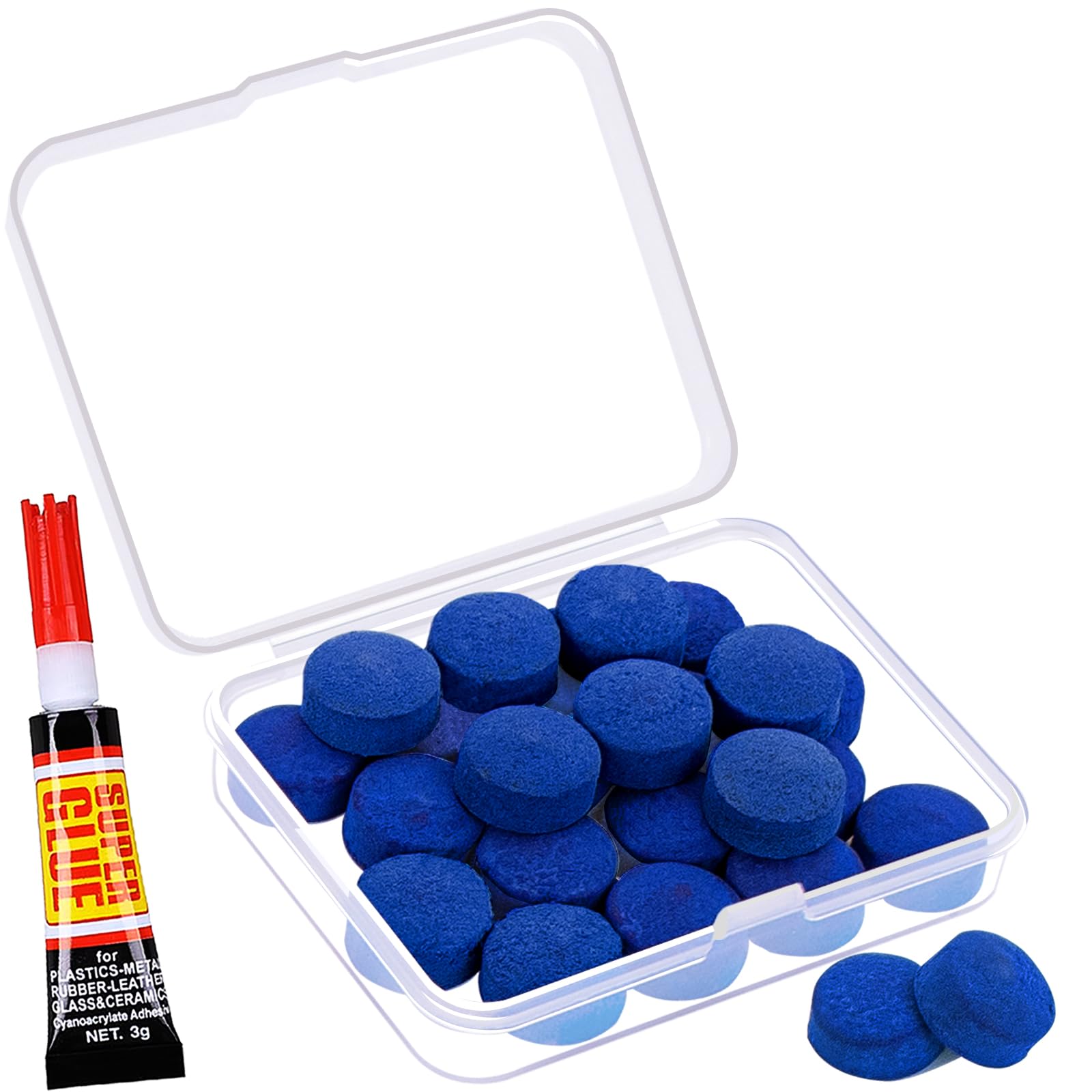 Premium Billiard Pool Cue Tips Replacement Kit - High-Quality Leather Snooker Stick Tips with Storage Box for Pool Table Cue Maintenance | Perfect for Professional Players & Home Game Rooms