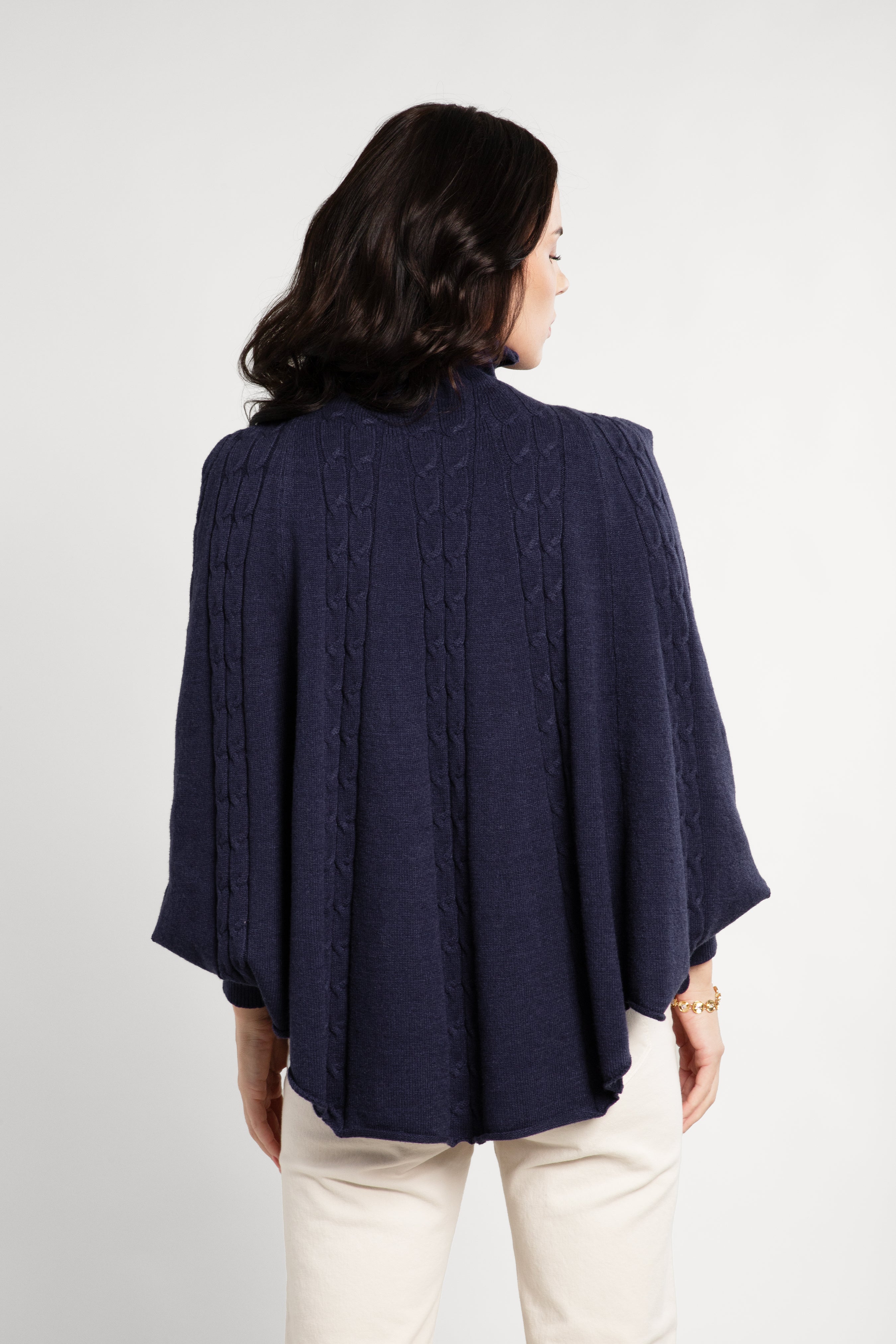 Women's Chunky Cable Knit Turtleneck Poncho Sweater - Cozy Winter Pullover for Casual Outfits & Holiday Gatherings