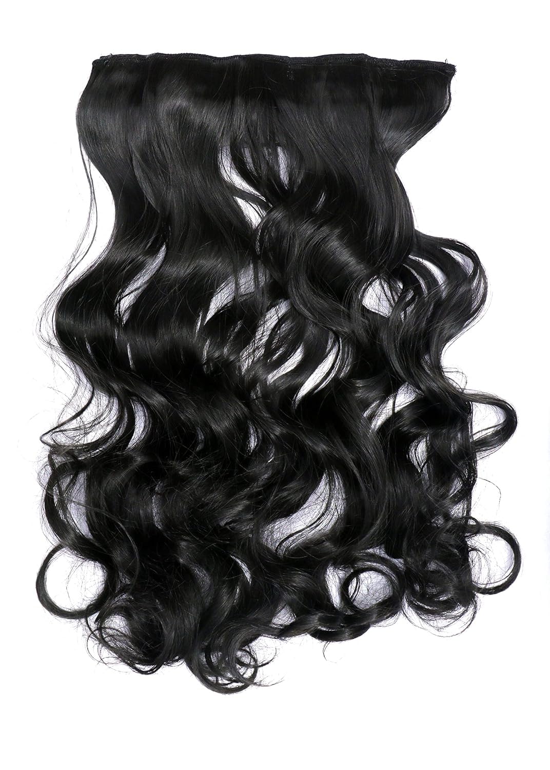 El Cabell Black 5 Clip-in Hair Extensions - Natural Looking Wavy/Curly Human Hair Extensions for Women & Girls - Instant Length & Volume - Perfect for Parties, Weddings & Daily Styling