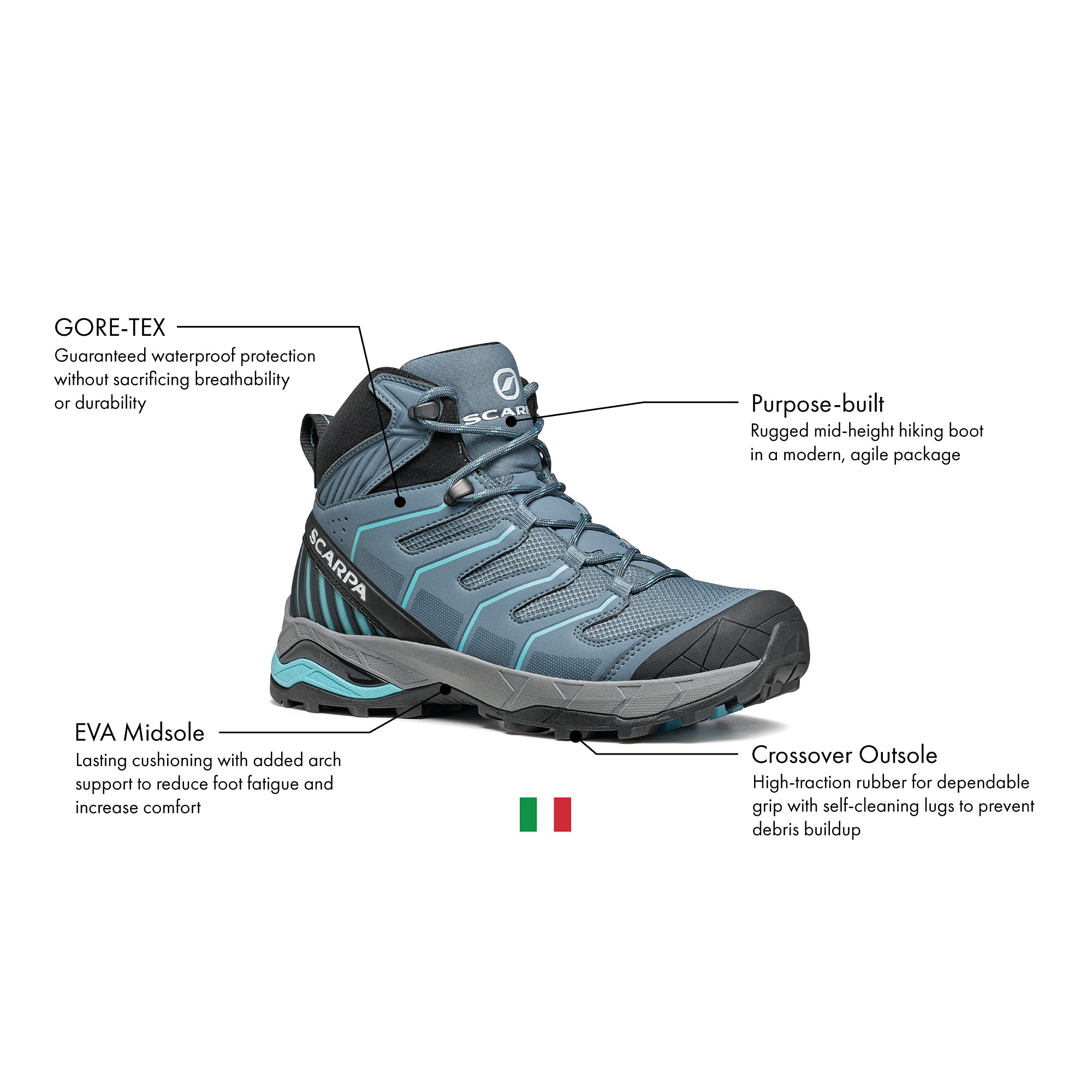 SCARPA Women's Maverick Mid GTX Waterproof Hiking Boots - Lightweight Gore-Tex Backpacking Shoes for Outdoor Adventures & Trail Walking