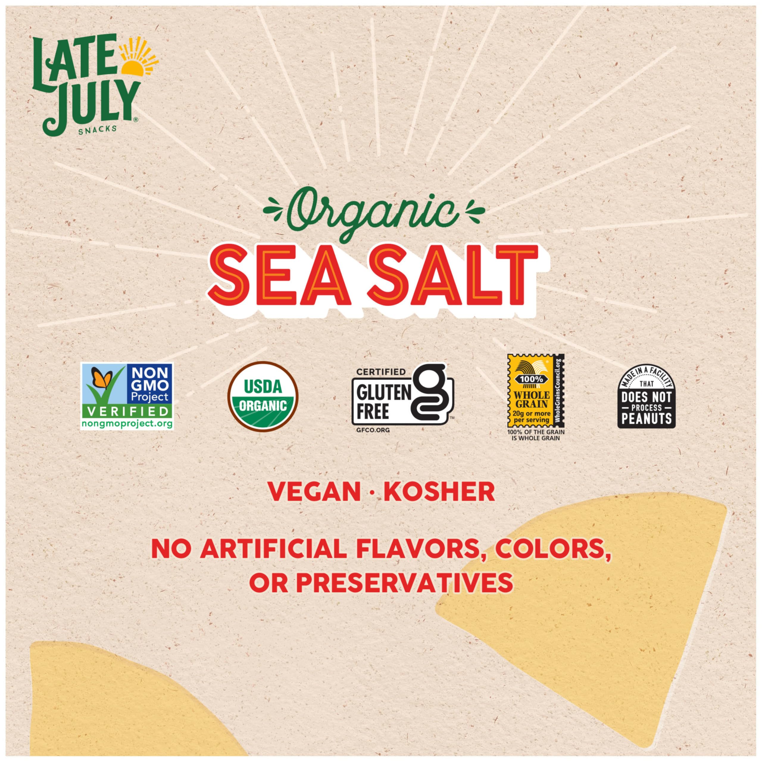 Organic Thin & Crispy Tortilla Chips with Sea Salt | Late July Snacks | 10.1 oz Bag | Perfect for Parties, Snacking & Healthy Diets