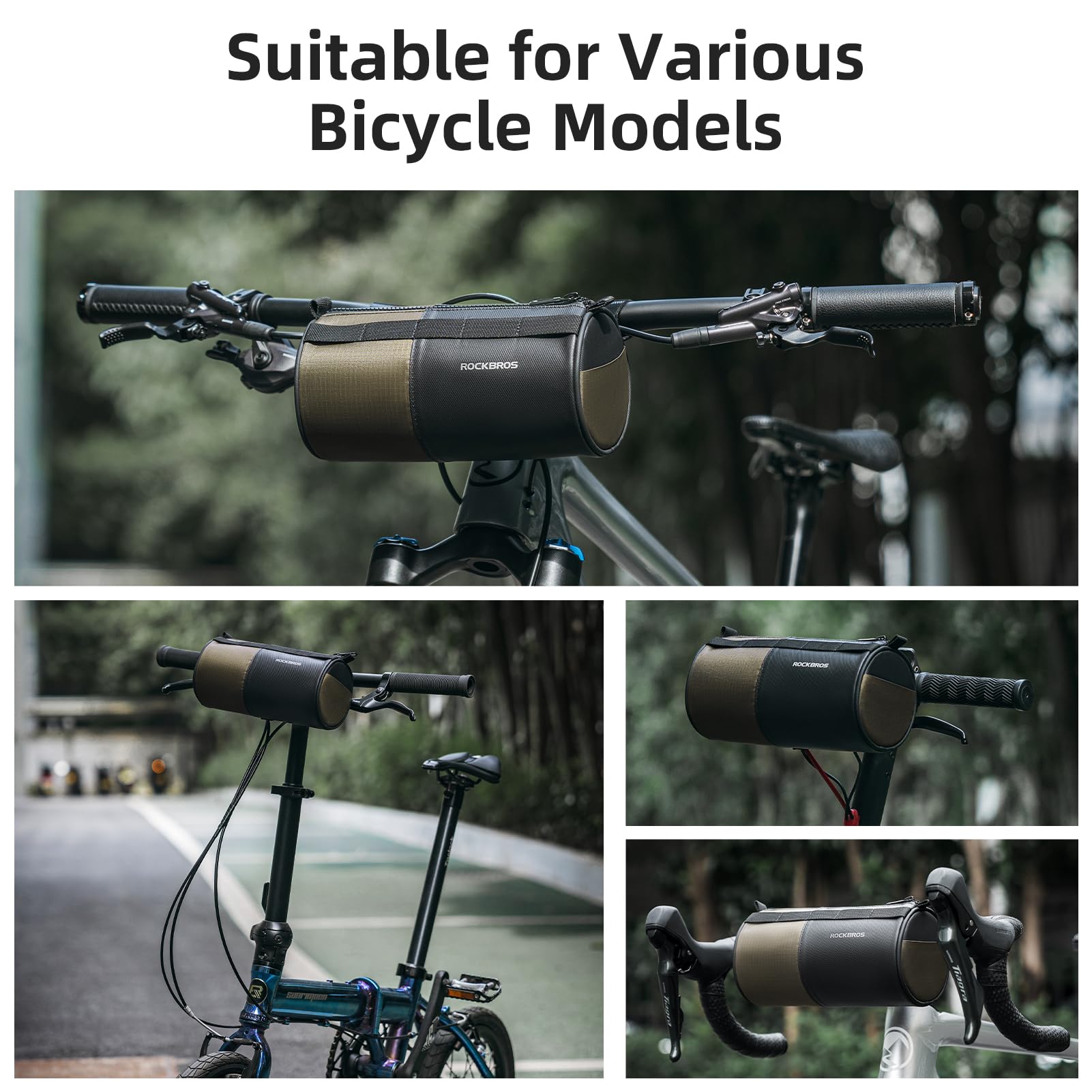 ROCKBROS Bike Handlebar Bag - Waterproof Bicycle Front Storage Bag with Adjustable Shoulder Strap for Road, Mountain & Gravel Biking - Perfect for Commuting, Touring & Outdoor Adventures