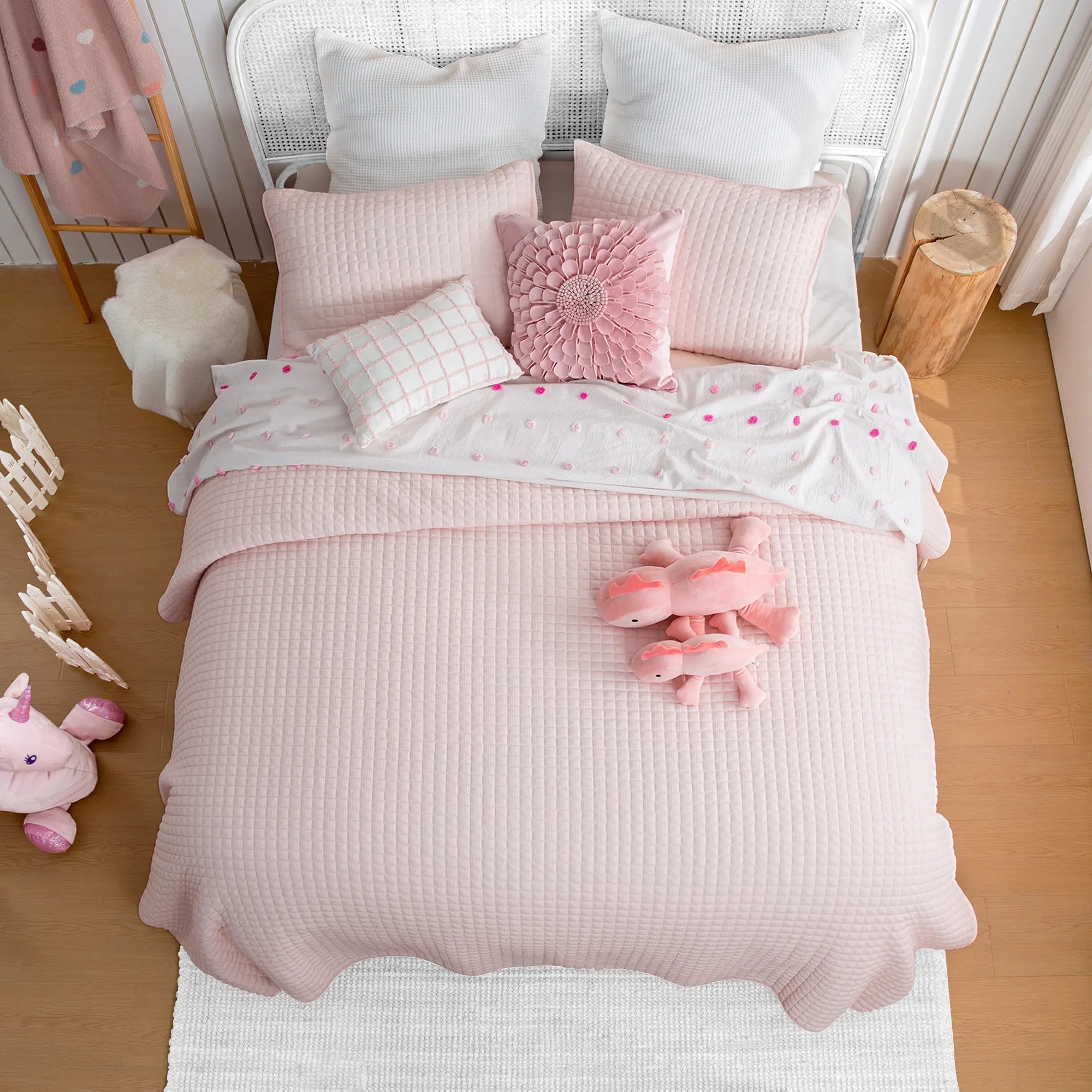Soft Cotton Waffle Weave Quilt Set for Teens - Breathable Bedding for Boys & Girls - Perfect for Dorm Rooms, Sleepovers & Cozy Bedrooms