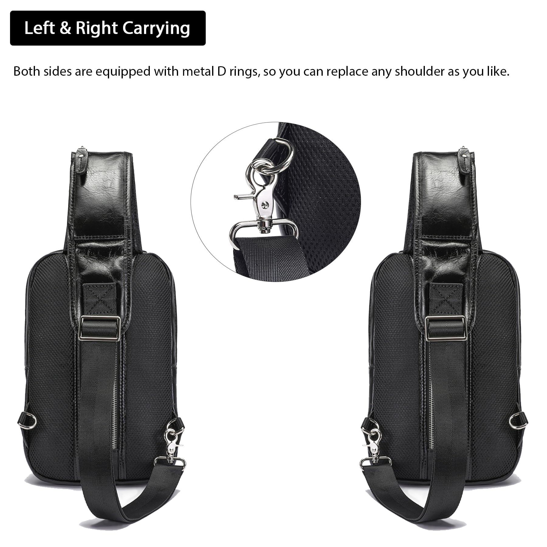 Vintage Full Grain Leather Sling Bag - Crossbody Chest Daypack for Men & Women - Durable & Stylish for Travel, Hiking, and Everyday Use