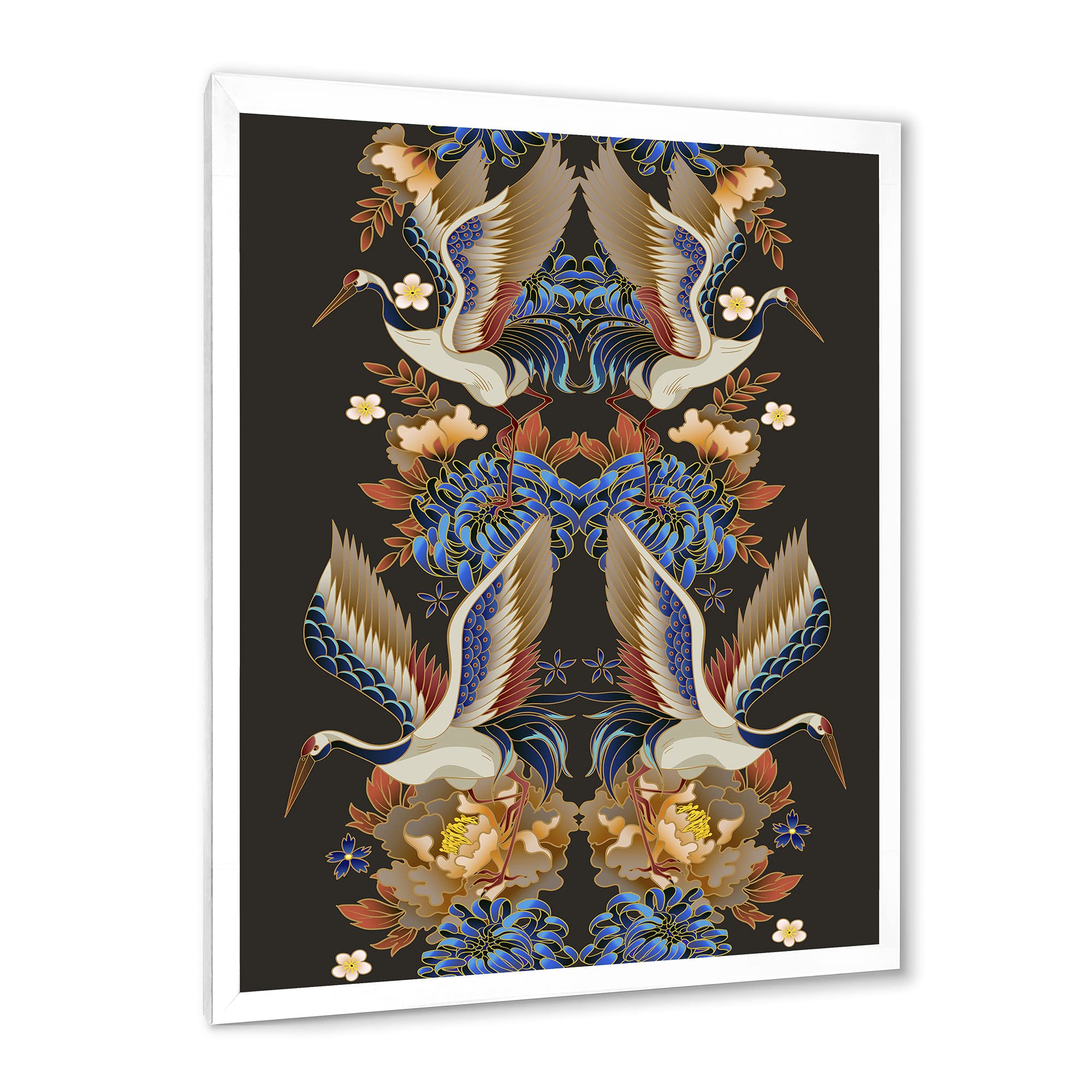 Chinoiserie Wall Art with Birds and Peonies IX - Traditional Framed Canvas Painting for Living Room, Bedroom & Office Decor