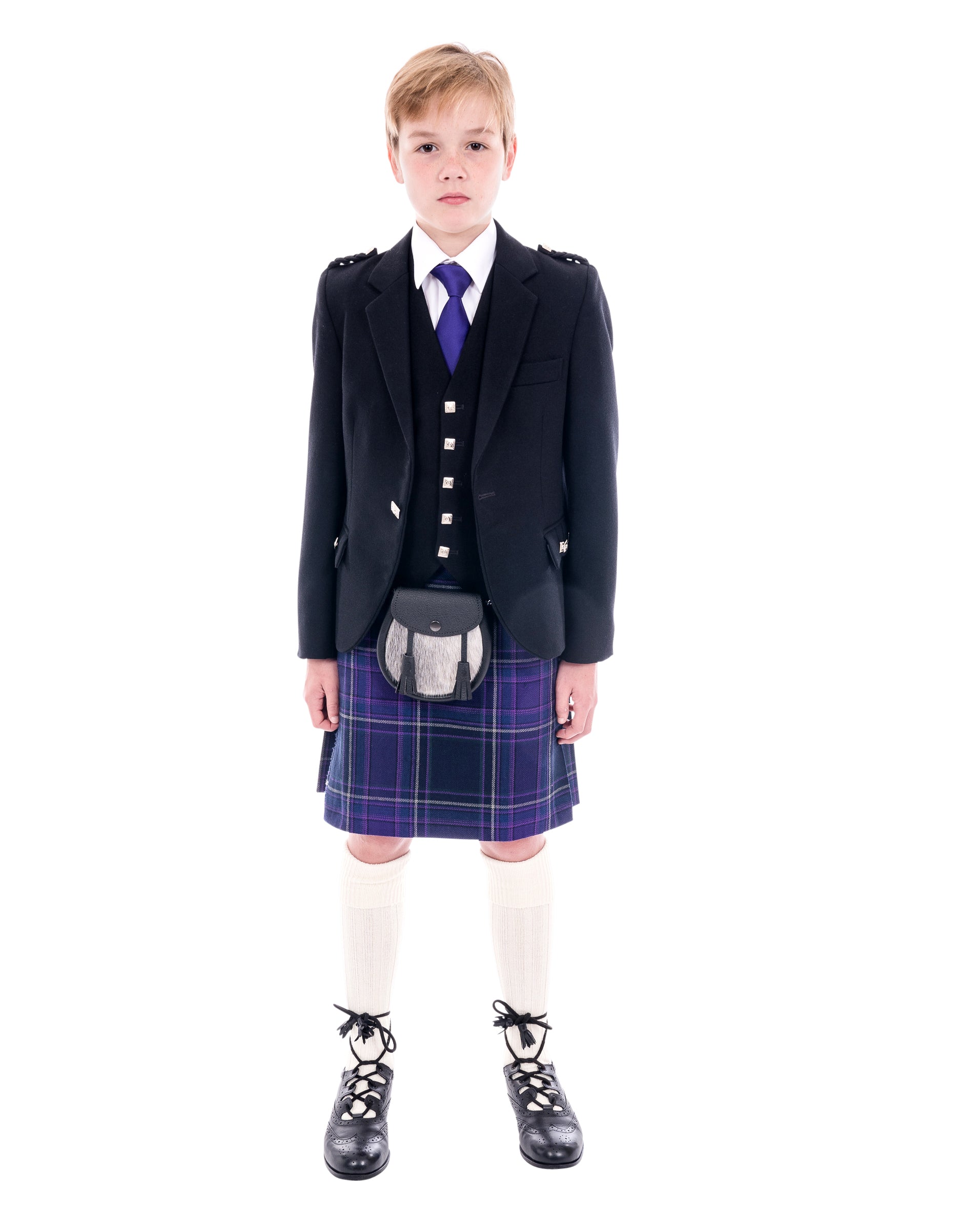 Boys Black Argyll Kilt Outfit for Hire | Traditional Scottish Highland Dress for Weddings & Formal Events