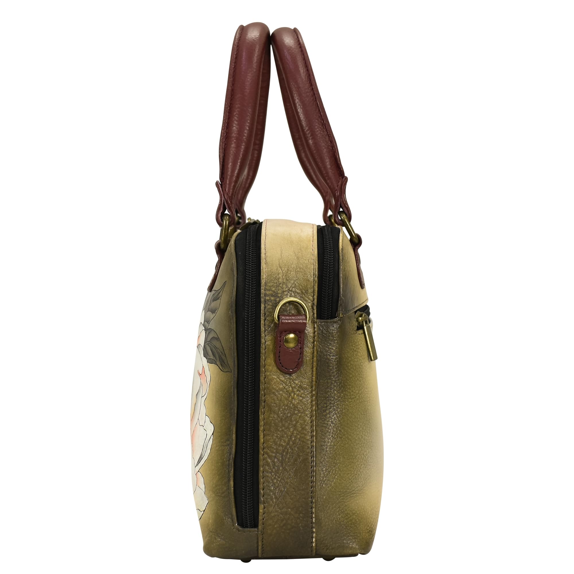 Anuschka Anna Double Zip Organizer Satchel Handbag - Stylish Women's Leather Crossbody Bag for Work, Travel & Everyday Use