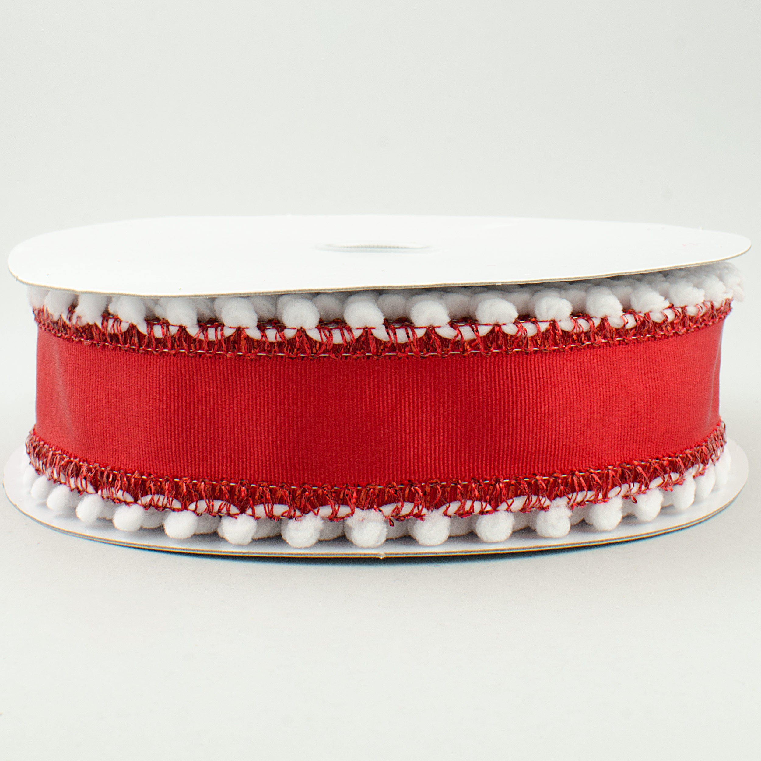 1.5 Inch Red Satin Snowball Edge Ribbon - 10 Yards Bulk Roll for Gift Wrapping, Christmas Decorations, Wedding Favors & DIY Crafts