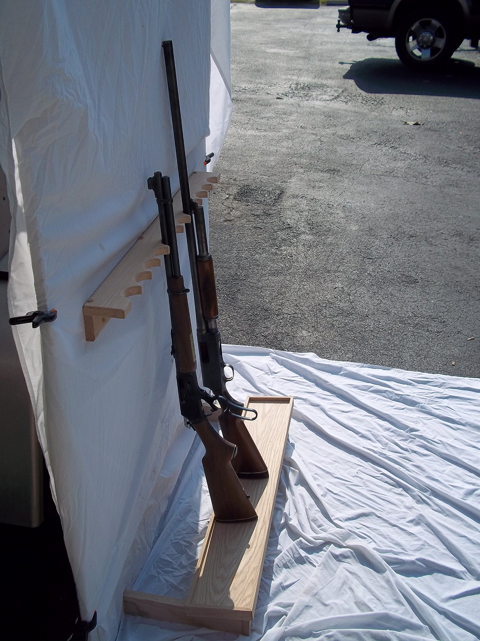 Handmade Oak Closet Gun Rack with Butt Rest - Secure Firearm Storage for Home, Cabin, or Hunting Lodge - Perfect for Rifles, Shotguns, and Long Guns