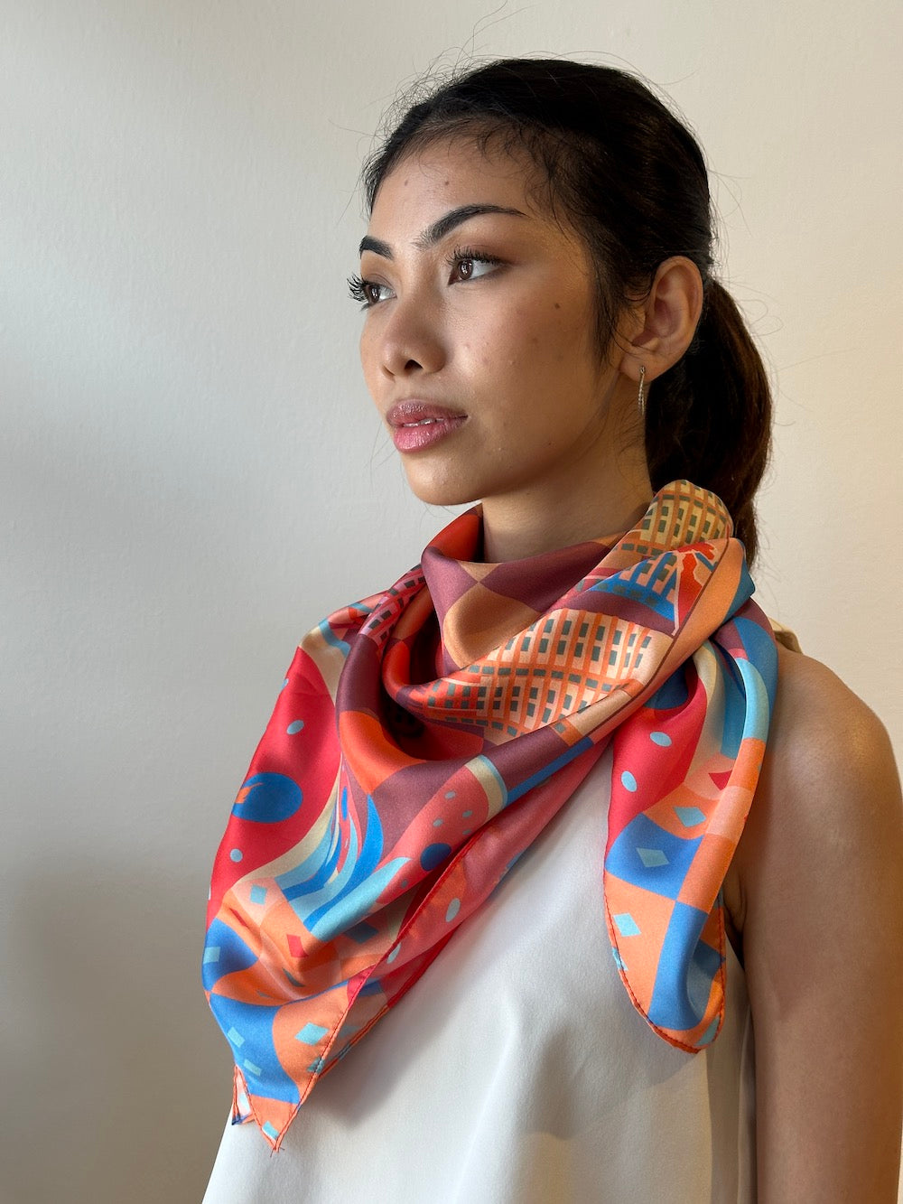 Elegant Playground Memories Silk Scarf - Soft & Lightweight Fashion Accessory for Women - Perfect for Office, Travel & Special Occasions