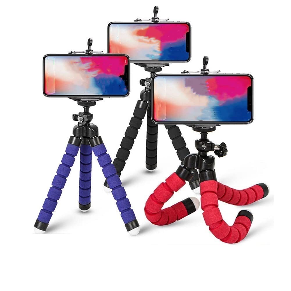 RajoNN Flexible Octopus Tripod for Phone & Camera - Adjustable Phone Holder Stand with Sponge Grip, Mini Tripod for Smartphones & Compact Cameras (Blue) - Perfect for Travel, Vlogging, and Outdoor Photography