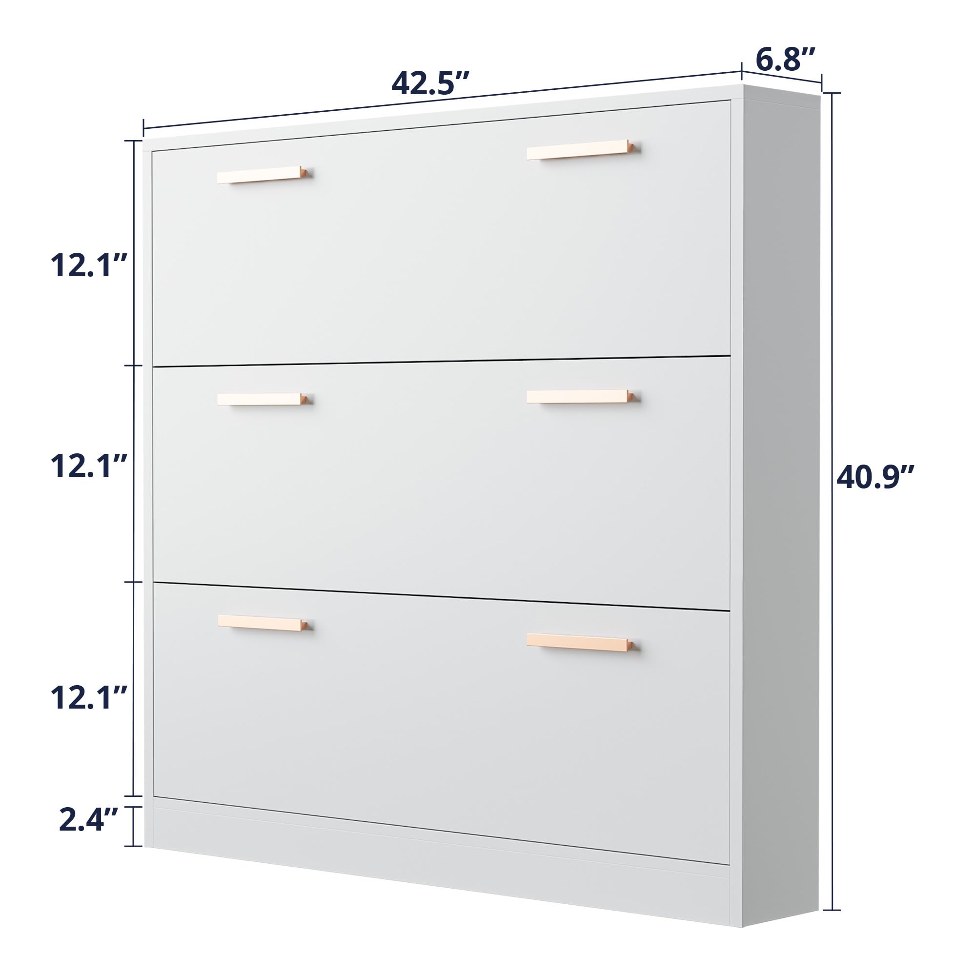 Cozy Castle 3-Tier Flip Drawer Shoe Cabinet with Anti-Tip Design - Slim Space-Saving Entryway Shoe Storage Organizer for Hallway, Living Room & Bedroom - White Modern Shoe Rack for Small Spaces