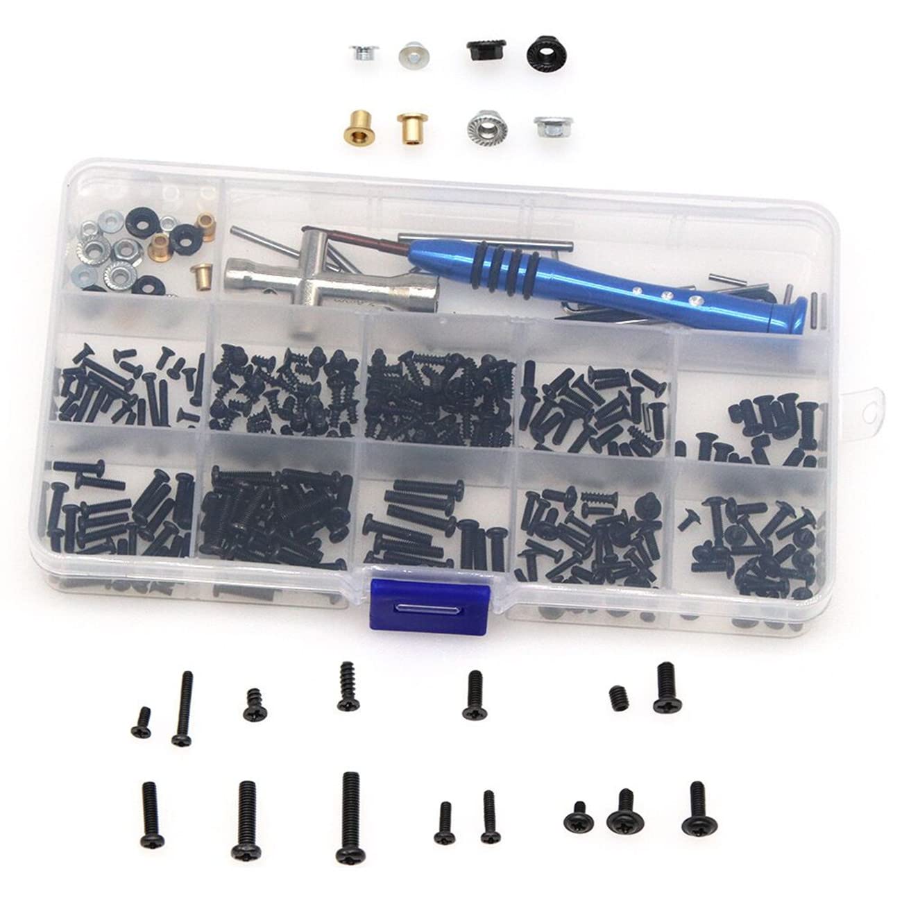 Premium RC Screws Kit - M2 M2.5 M3 Screw Fastener Set with Repair Tools for WLtoys 144001 124018 124019 1/14 Scale RC Cars - Durable Black Hardware for Maintenance & Upgrades - Perfect for Drift Racing, Off-Road Bashing & DIY Repairs
