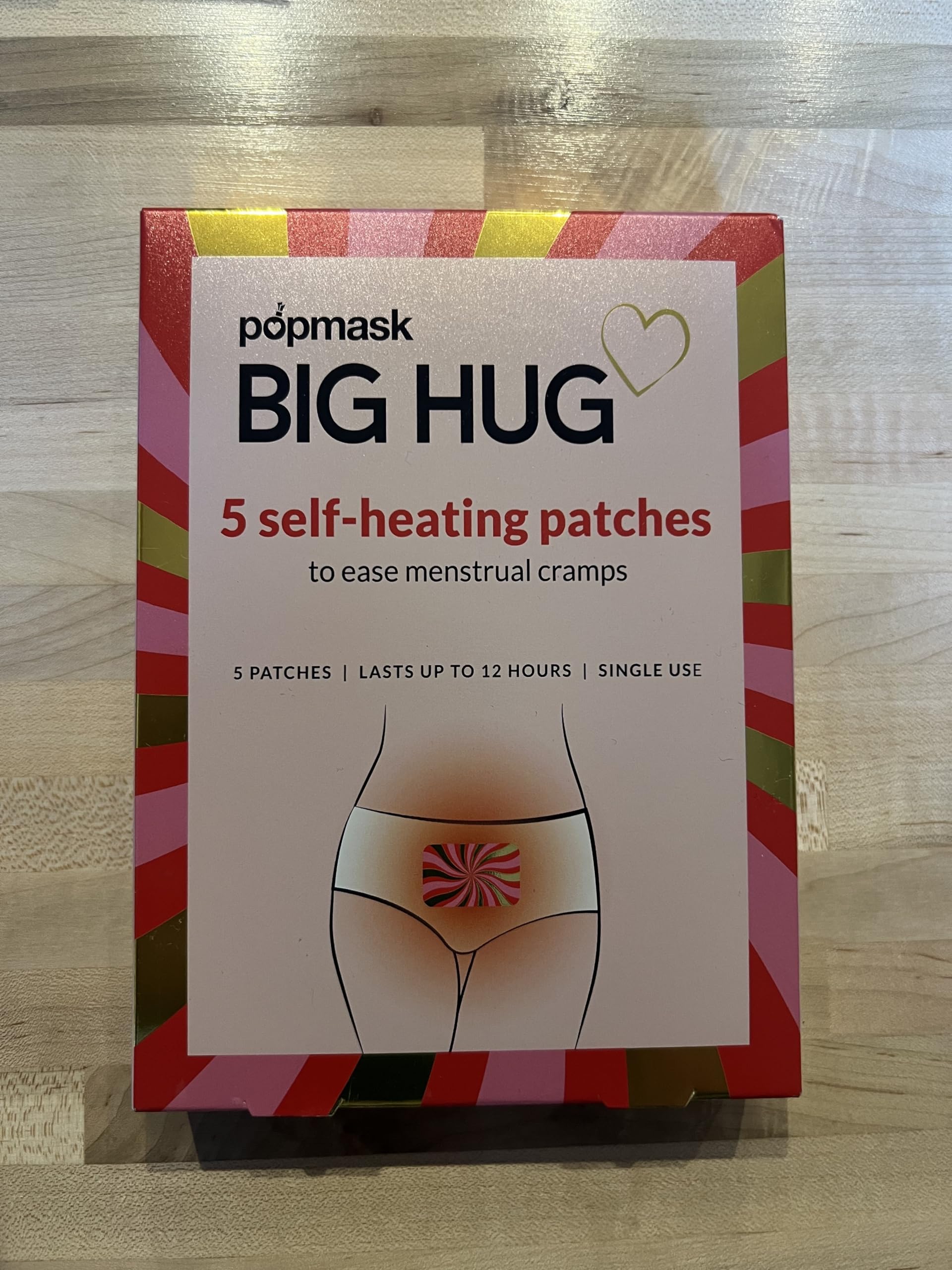 POPBAND Big Hug Heating Patches for PMS & Menstrual Cramp Relief - Soothing Warmth for Period Pain, Back Pain & Muscle Discomfort - Perfect for Work, Travel & Home Use