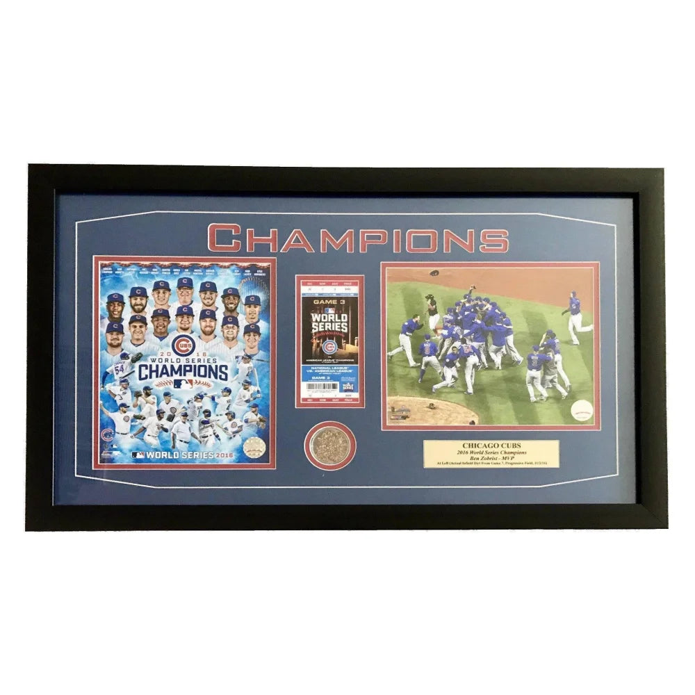 Authentic Chicago Cubs 2016 World Series Game 7 Used Dirt & Ticket Framed Memorabilia - Championship Collectible for Baseball Fans & Sports Decor