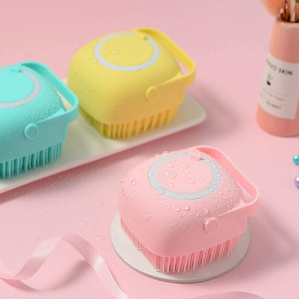 Premium Silicone Body Scrubber with Shampoo Dispenser - Exfoliating Bath Brush for Deep Skin Cleansing & Massage - Shower Brush for Women, Men & Kids (Multicolor, Pack of 1) - Perfect for Spa Days & Sensitive Skin Care