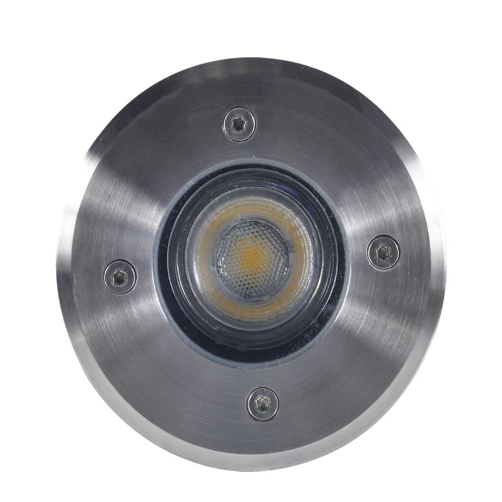 12V LED In-Ground Landscape Well Light, Round Flat Face Stainless Steel - Perfect for Garden, Pathway, and Outdoor Lighting
