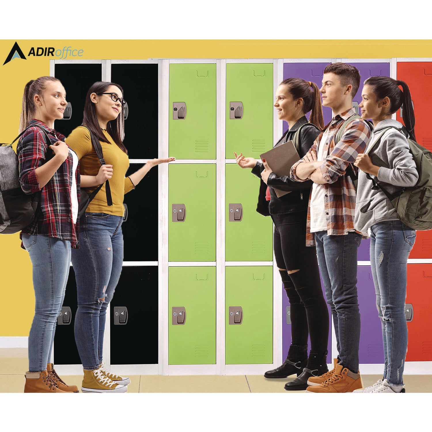 AdirOffice 3-Compartment Steel Storage Locker - 12