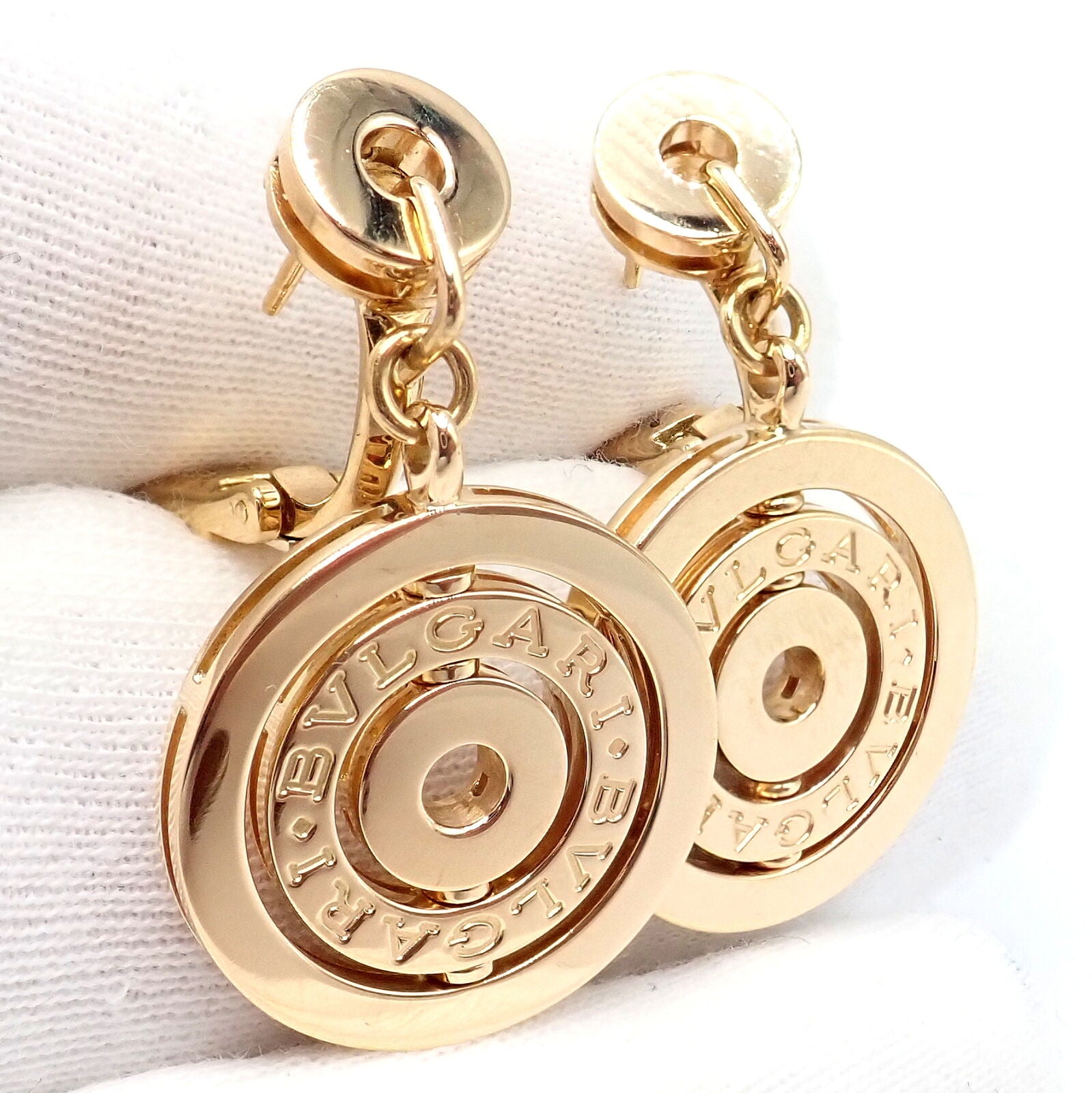 Authentic Bulgari Bvlgari 18k Yellow Gold Three Circle Earrings - Luxury Italian Jewelry for Women, Perfect for Parties, Weddings & Special Occasions