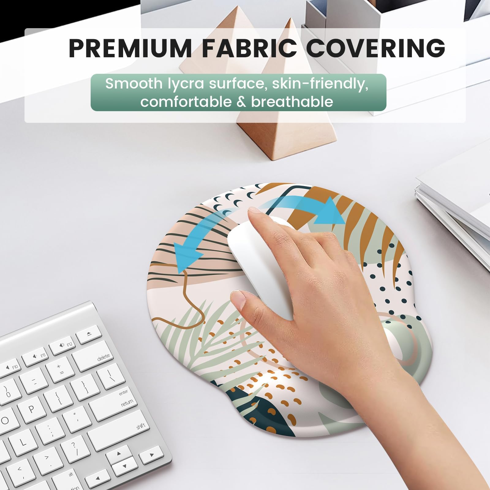 Ergonomic Mouse Pad with Wrist Support & Non-Slip Base - Comfortable Keyboard Wrist Rest Set for Computer, Laptop, Home & Office Use - Pain Relief Mouse Mat with Tropical Plants Design - Perfect for Long Work Hours, Gaming & Typing Comfort