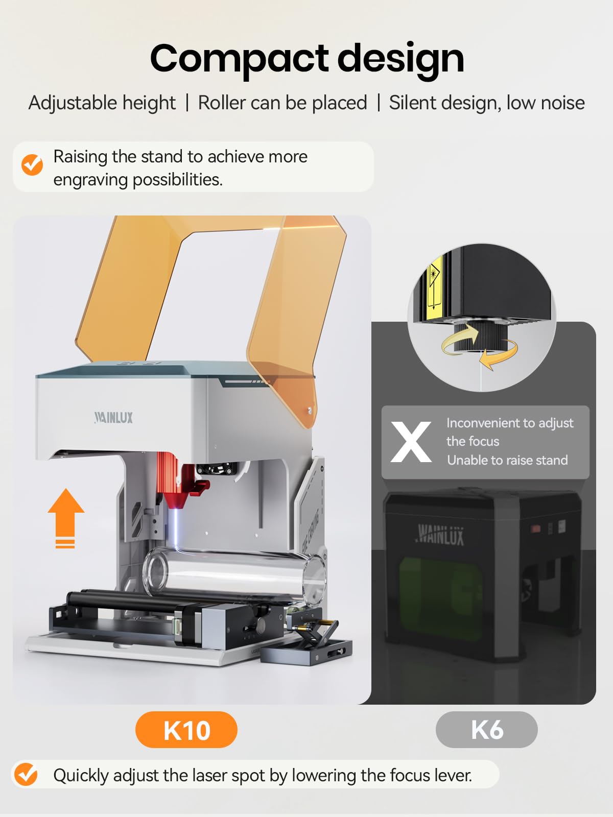 WAINLUX K10 5W Laser Engraver & Cutter Machine - Portable 5000mW for Wood, Leather, Metal, Silicone, Paper, Glass, Cloth | Class 1 Safety | Compatible with Windows & Mobile | DIY Projects, Home Decor, Personalized Gifts & Crafting