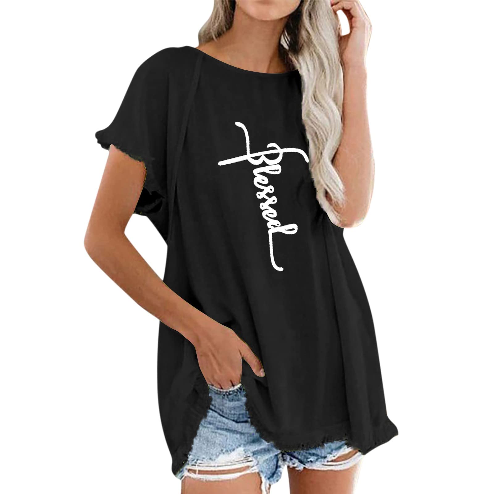 Women's Summer Casual Tassel Round Neck Short Sleeve T-Shirt - Trendy Dry Fit Yellow Top for Outdoor Activities & Beach Wear