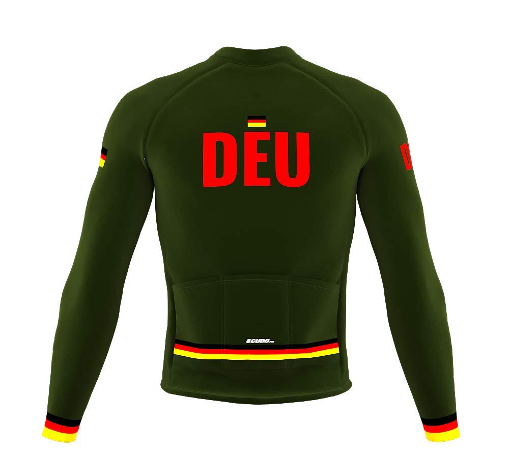 ScudoPro Pro Thermal Long Sleeve Cycling Jersey for Men - Winter Bike Riding Gear - Germany Country Code - Perfect for Cold Weather Cycling & Outdoor Sports