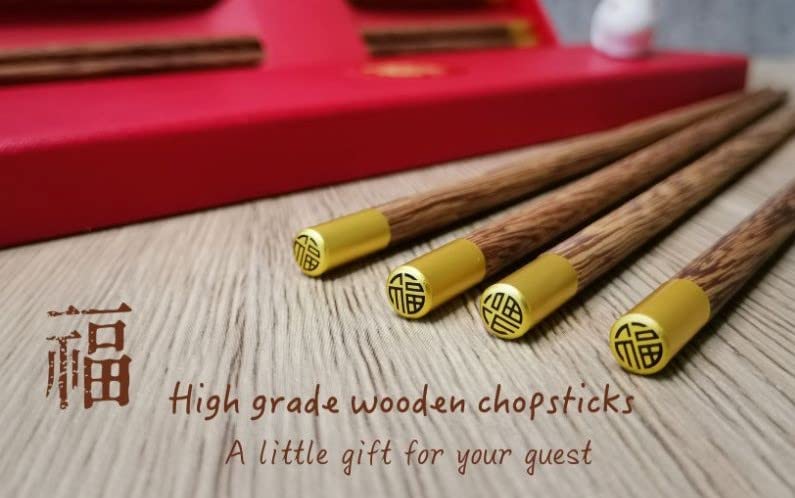 Handmade Natural Wood Chopsticks - 25cm Chinese Ebony Wenge Wood Sushi Chopsticks for Japanese, Korean Noodles | 5-Pair Set | Perfect for Asian Cuisine, Home Dining & Gift Giving