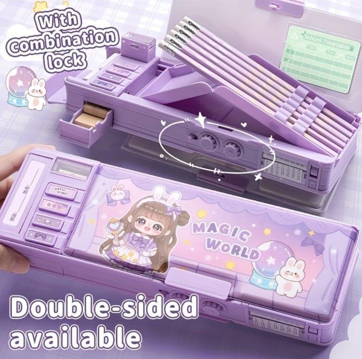 Onpalm Enterprise Multifunctional Kids Pencil Box with Magic Compass - Magnetic Locking Storage for School Supplies, Boys & Girls (Princess Theme, Password Protected) - Perfect for Classroom, Travel & Gift Giving