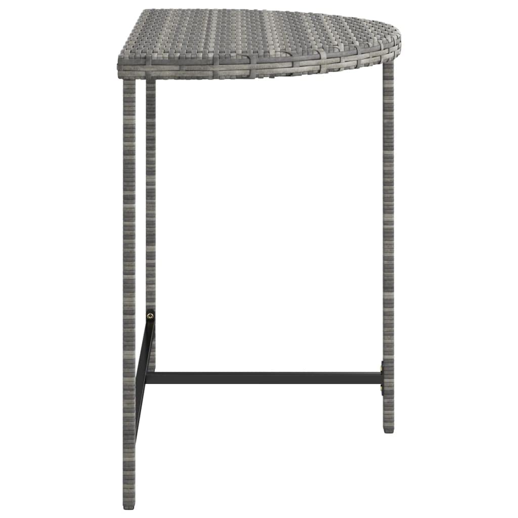 vidaXL Gray Poly Rattan Patio Garden Table with Powder Coated Steel Frame - 31.5