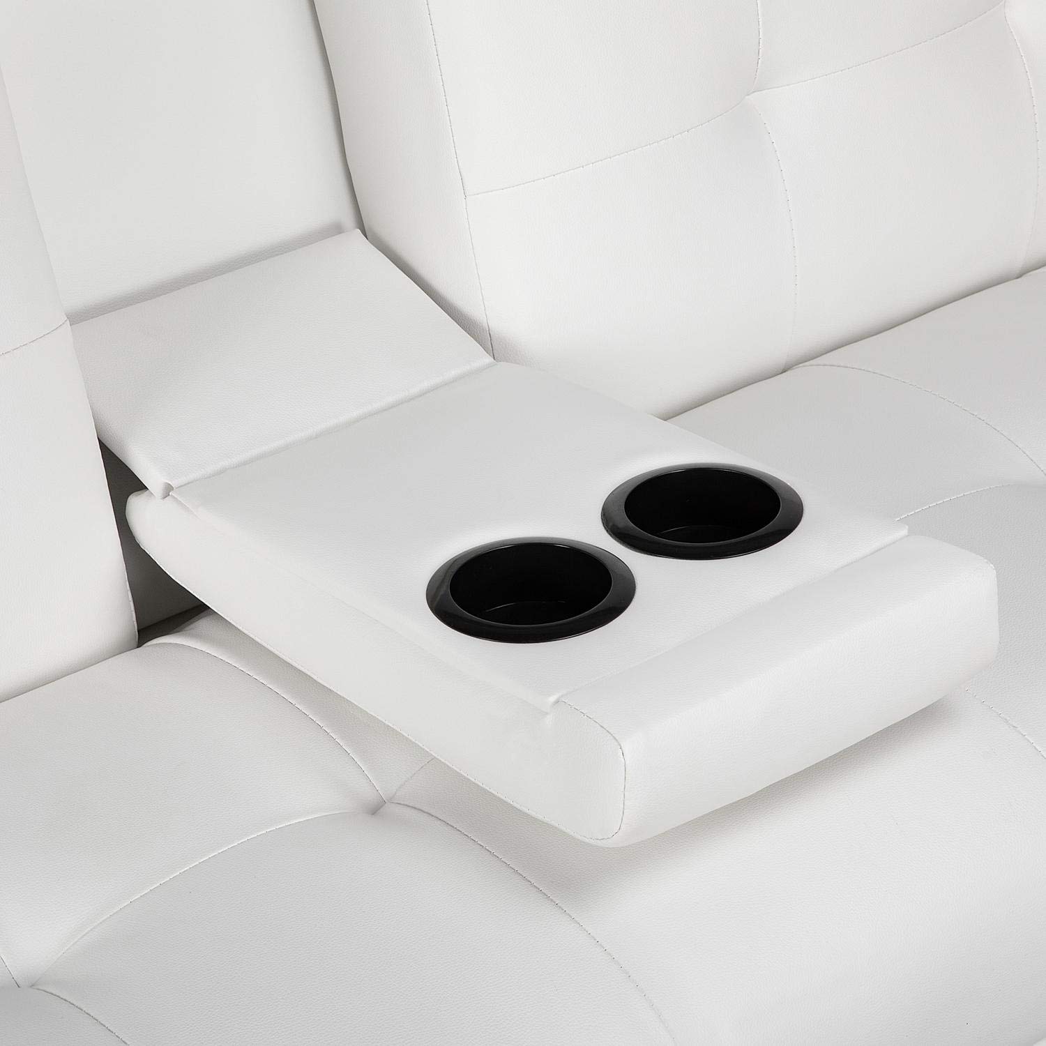 Topeakmart Adjustable Faux Leather Sofa Bed - Modern Convertible Futon Couch with Armrest & Recliner - White Home Furniture for Living Room, Guest Room & Small Spaces