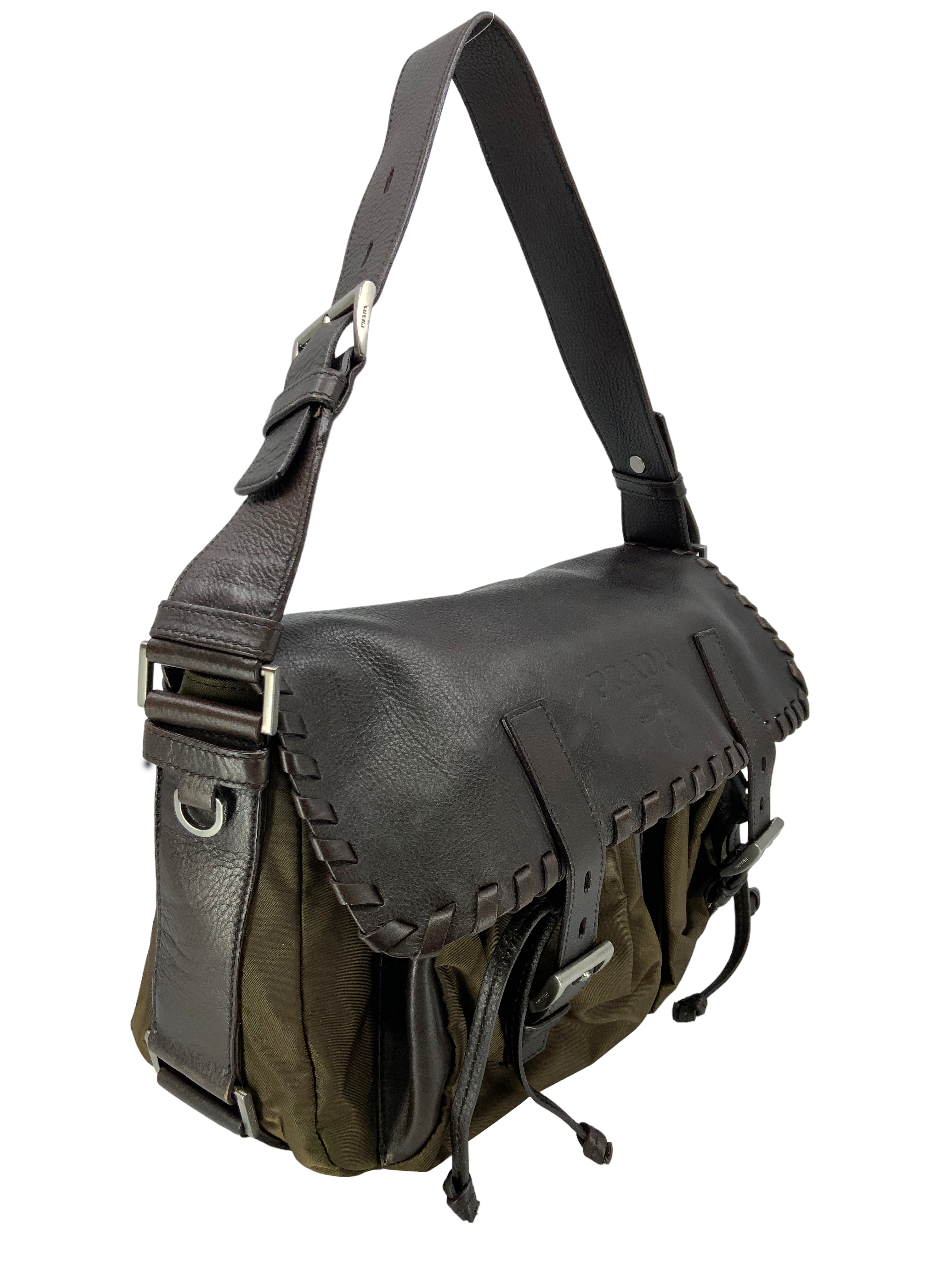 Prada Tessuto Nylon and Leather Flap Crossbody Bag for Women | Luxury Designer Handbag for Work, Travel & Everyday Use