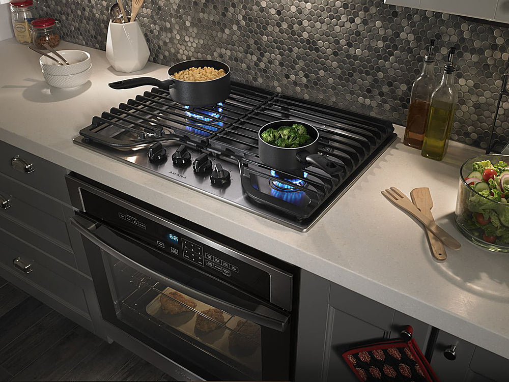 Amana AGC6540KFS 30 Inch 4-Burner Gas Cooktop - Stainless Steel Built-In Stovetop for Modern Kitchen Cooking | Perfect for Home Chefs & Entertaining Guests