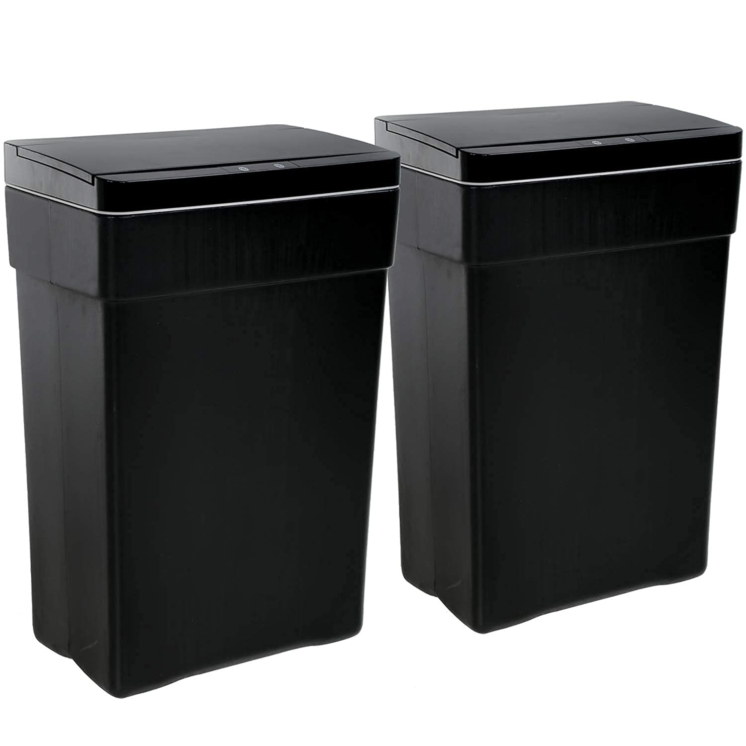 HGS 13 Gallon Automatic Motion Sensor Trash Can - Hands-Free Touchless Kitchen Garbage Bin with Lid, Black Plastic Wastebasket for Home, Office, Bathroom & Outdoor Use