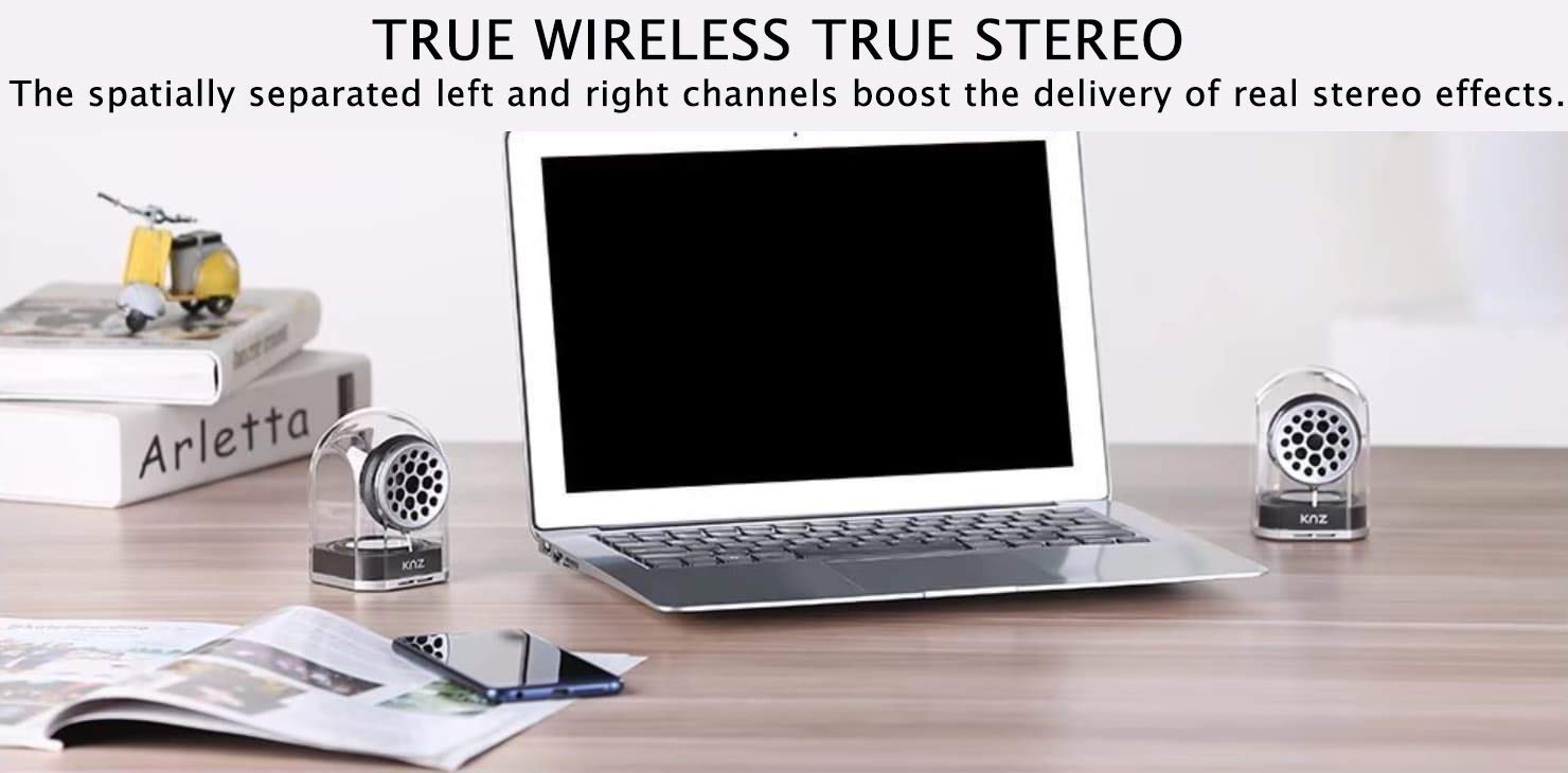 KNZ GoDuo Wireless Bluetooth Speakers - Magnetic Connectable Base, True Stereo Sound with Deep Bass, IPX7 Waterproof & Shockproof, 18-Hour Playtime, Built-in Mic, Includes Protective Case (Black) - Perfect for Outdoor Adventures, Pool Parties & Travel