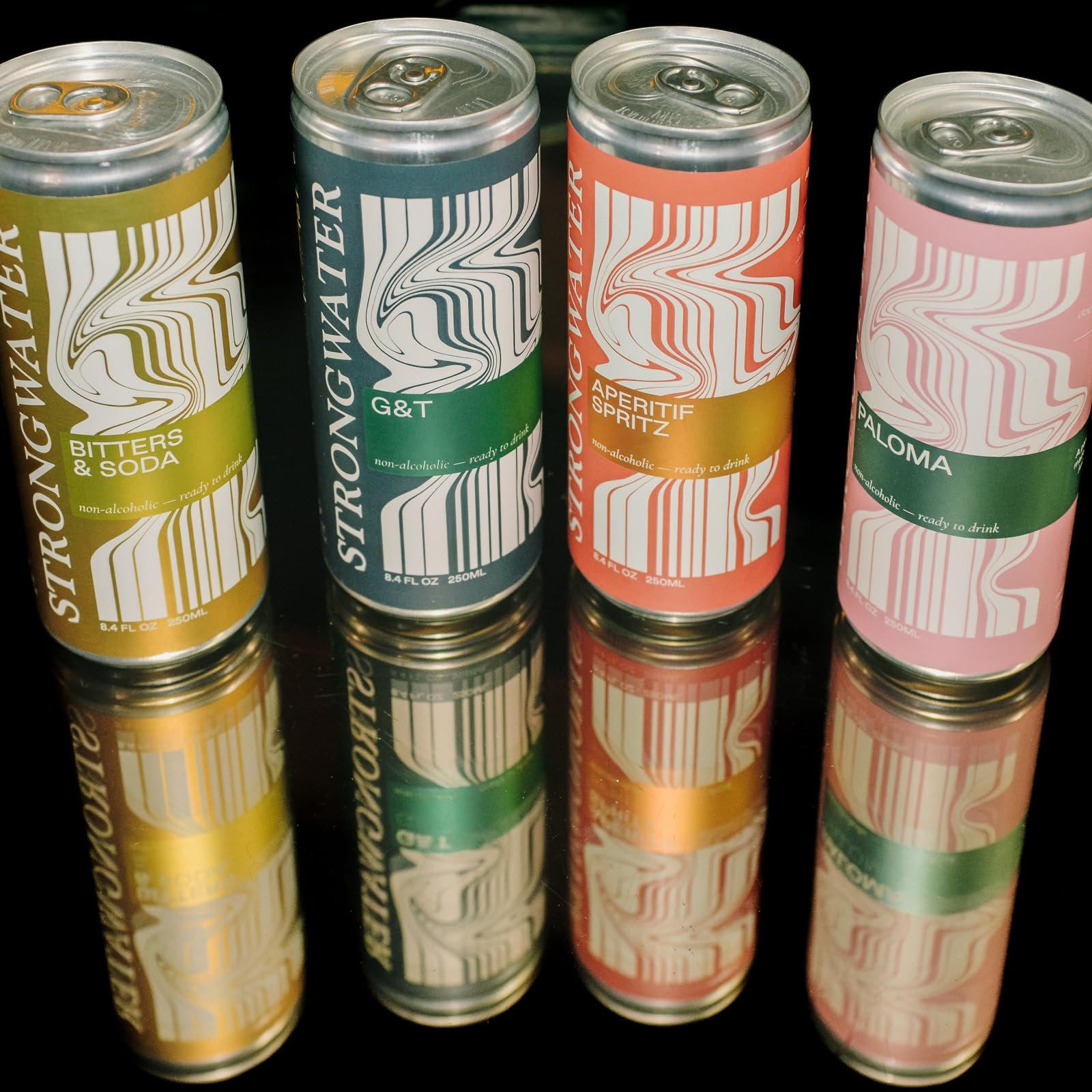 Premium Strongwater Mocktail Variety Pack - 12 Pack Cans (8.4 Fl Oz Each) - Non-Alcoholic Ready-to-Drink Beverages - Aperitif Spritz, Paloma, G&T, Bitters & Soda - Perfect for Parties, Weddings, Baby Showers & Sober Celebrations