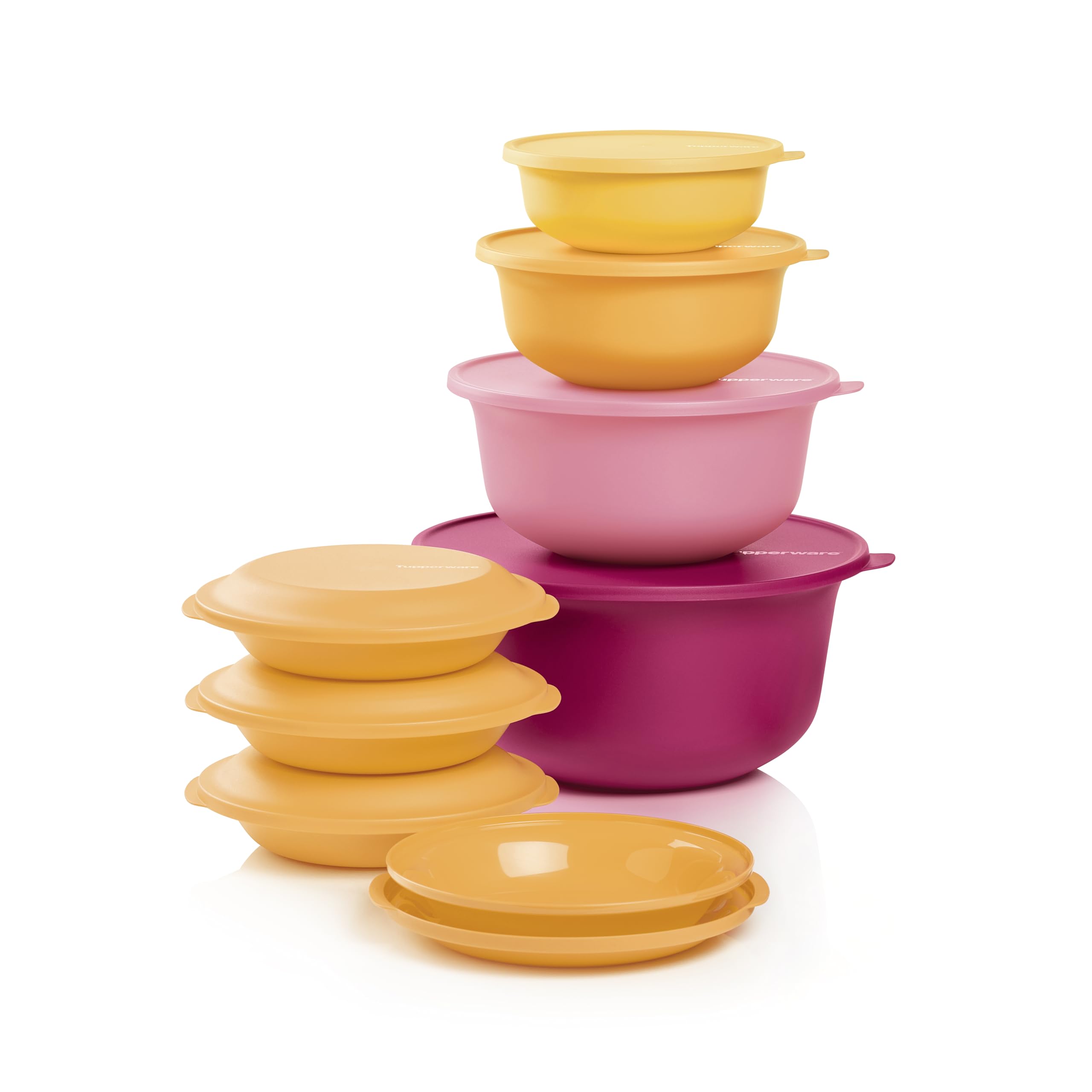 Tupperware Aloha Home Collection 16-Piece BPA-Free Food Storage Set with 4 Containers, 4 Plates & 8 Lids - Dishwasher Safe, Multi-Color for Kitchen, Meal Prep & Leftovers Storage